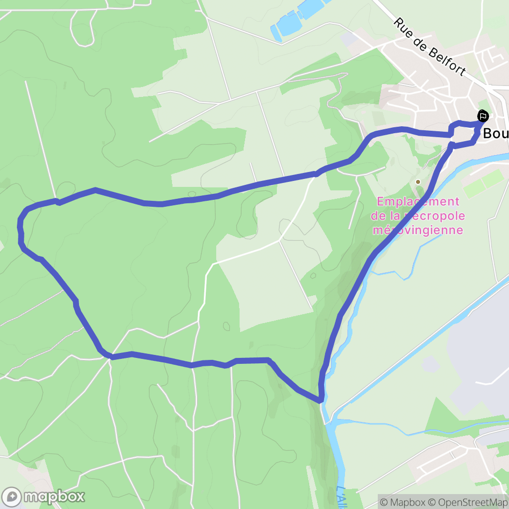 Bourogne : carte du parcours de randonnée - France