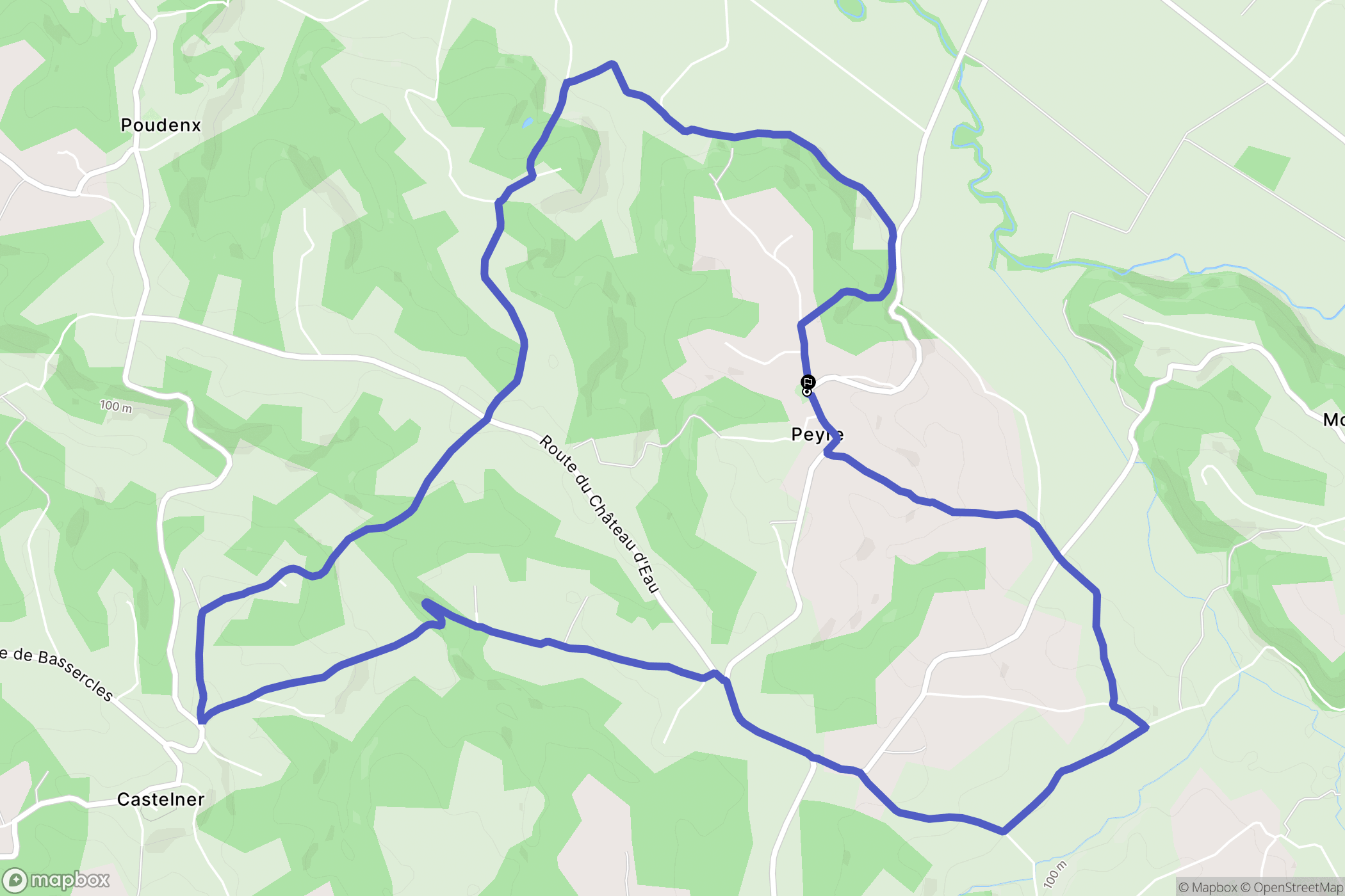Peyre : carte du parcours de randonnée - France