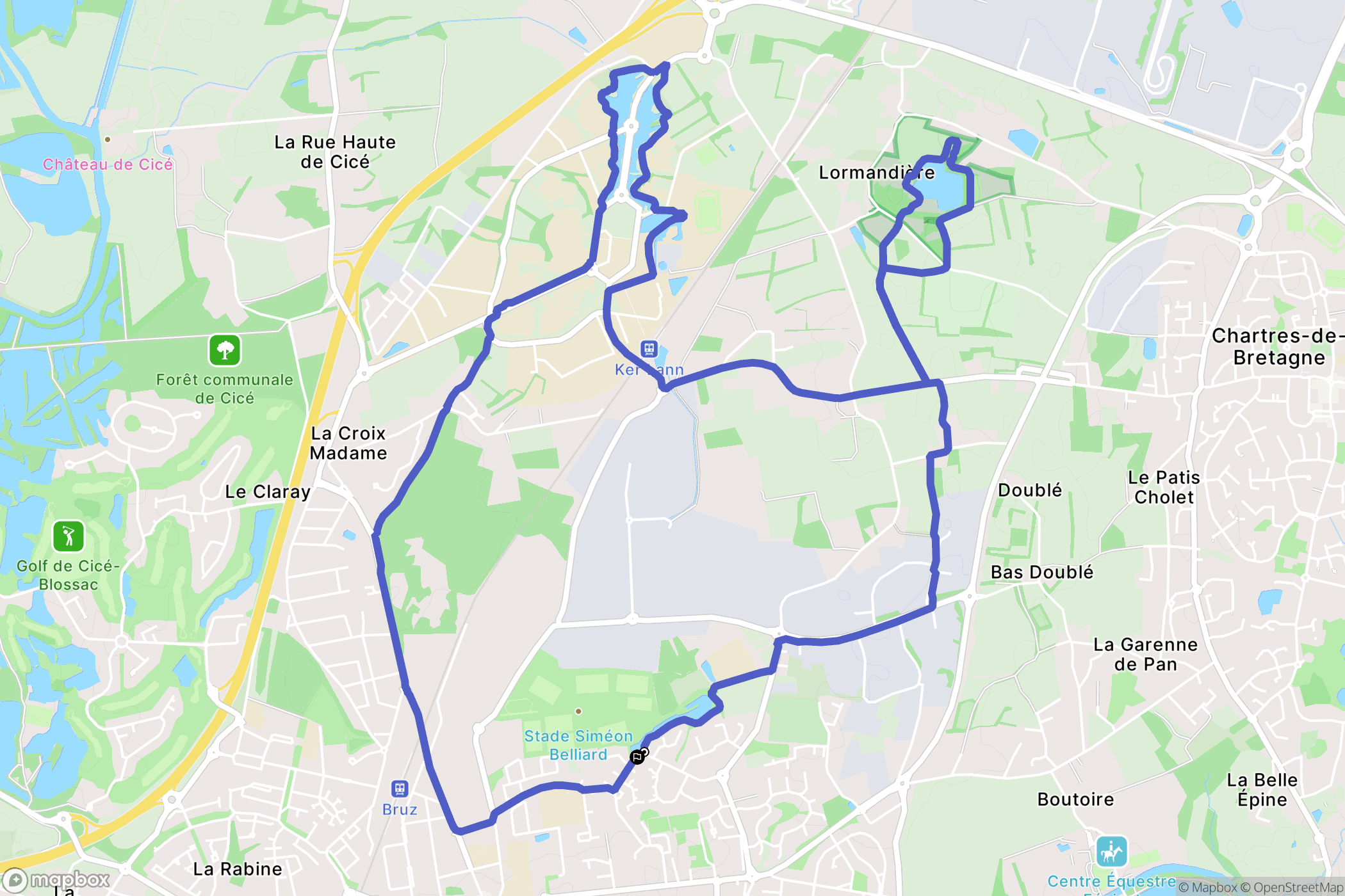 Bruz : carte du parcours de randonnée - France