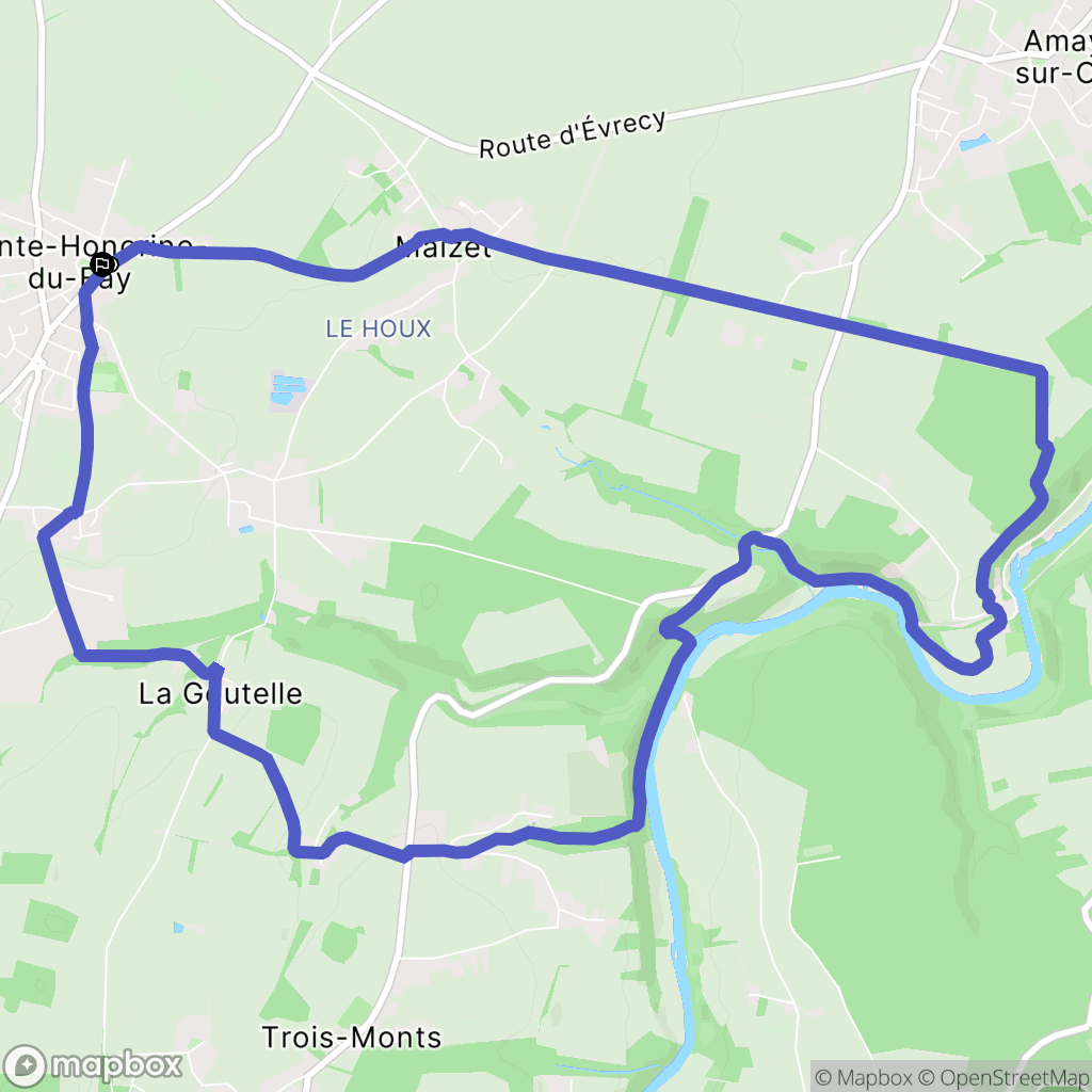 Sainte-Honorine-du-Fay : carte du parcours de randonnée - France