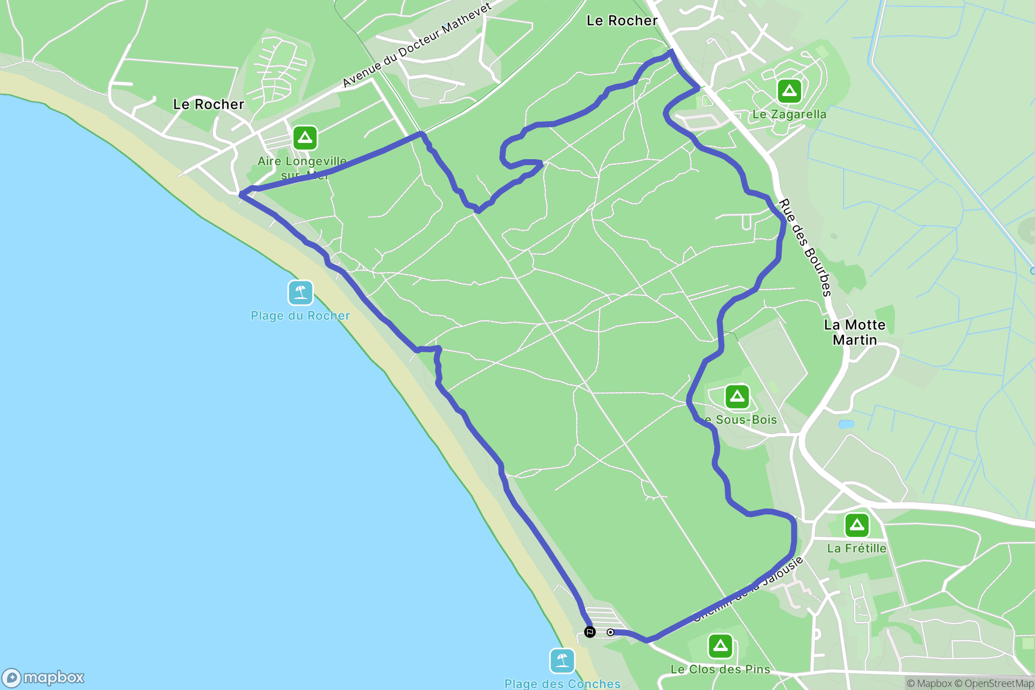 Longeville-sur-Mer : carte du parcours de randonnée - France