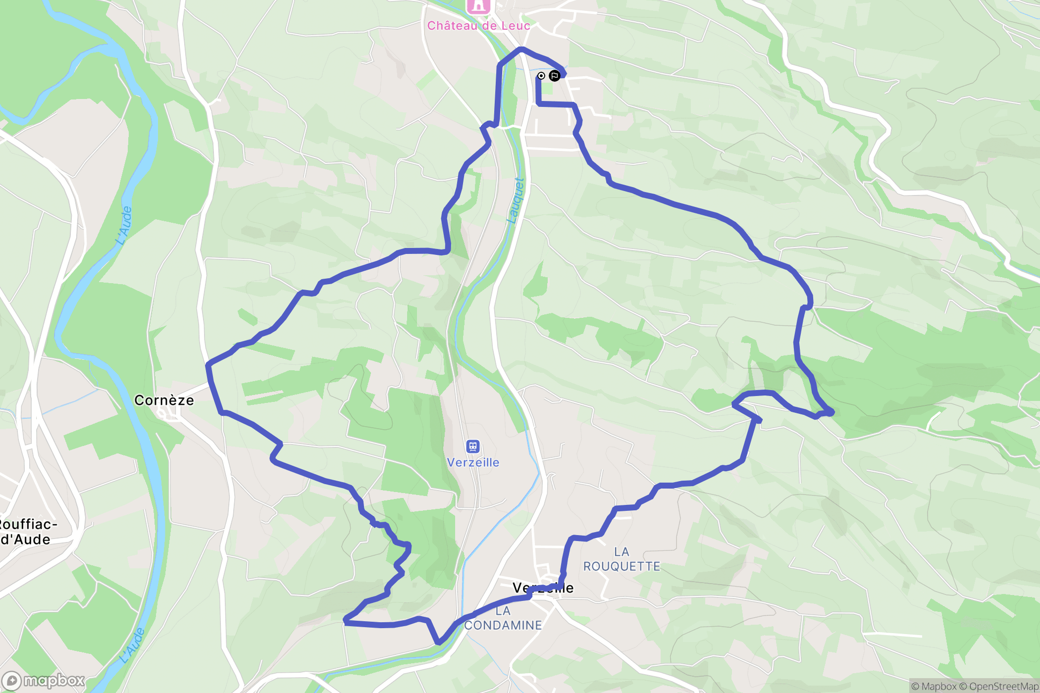 Leuc : carte du parcours de randonnée - France