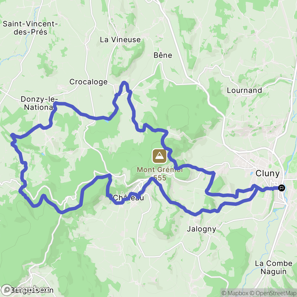 Cluny : carte du parcours de randonnée - France