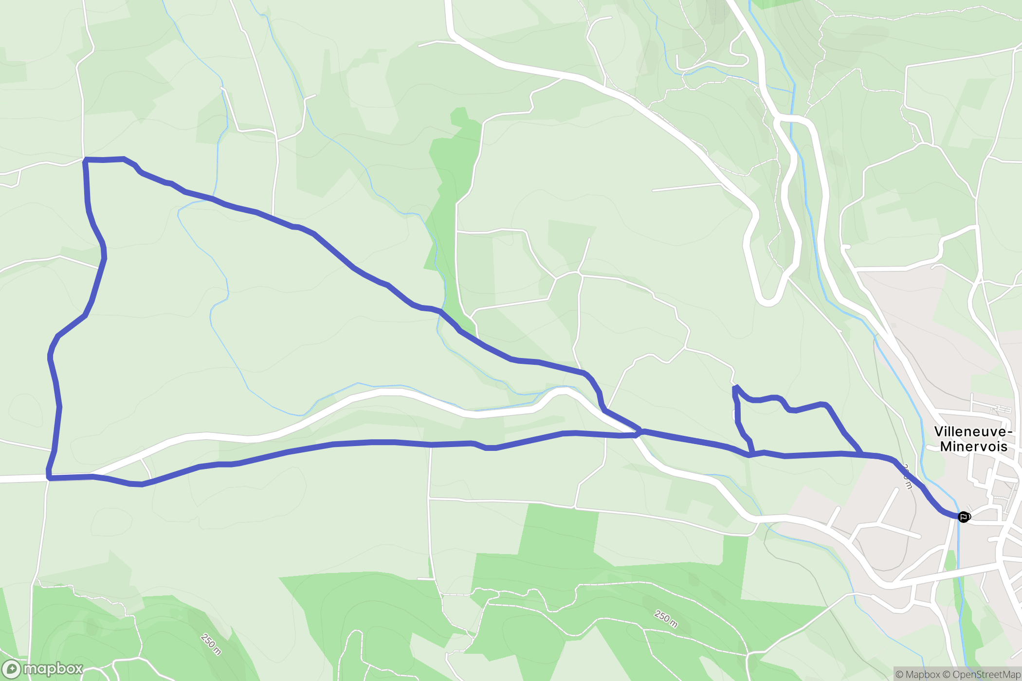 Villeneuve-Minervois : carte du parcours de randonnée - France