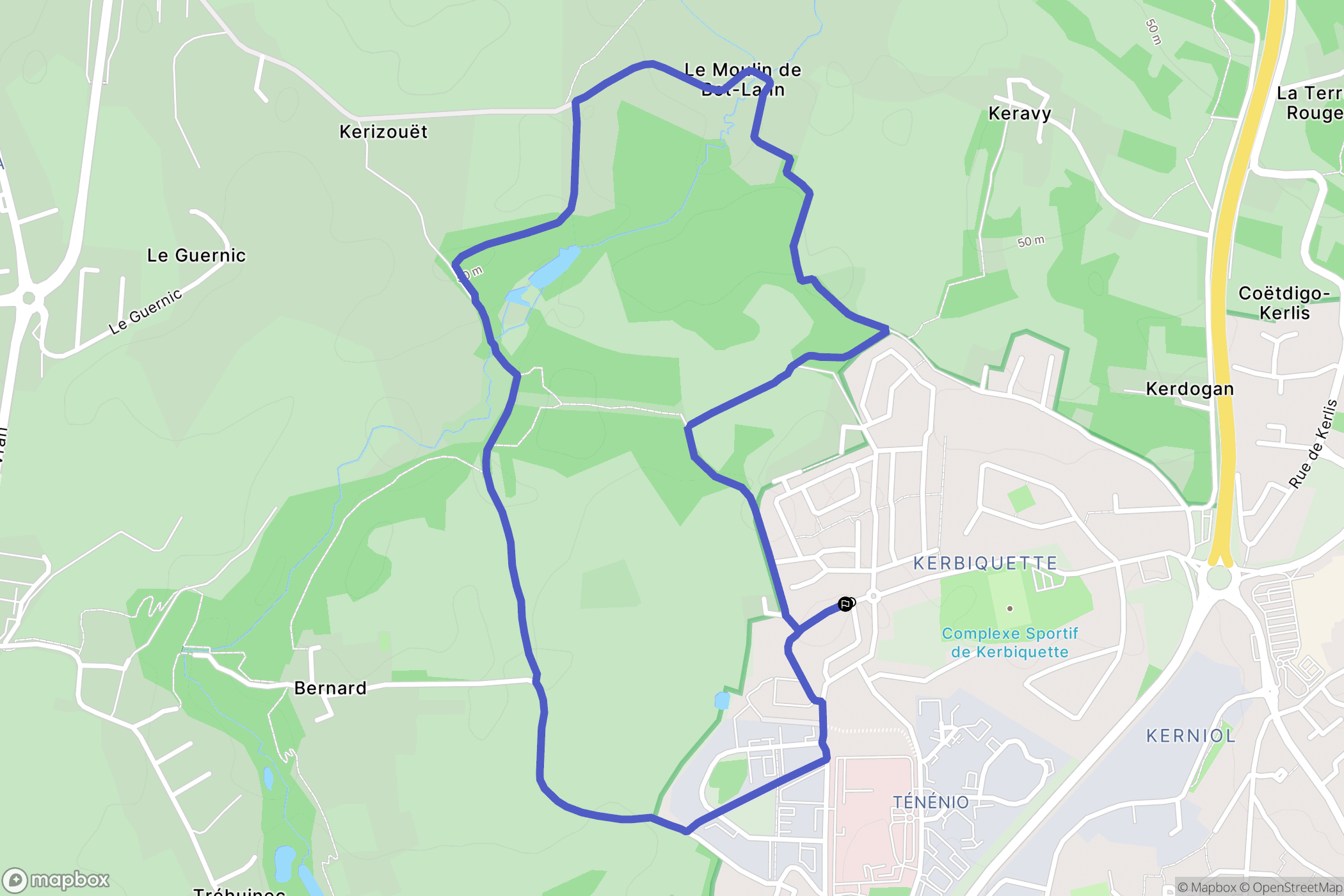 Vannes : carte du parcours de randonnée - France