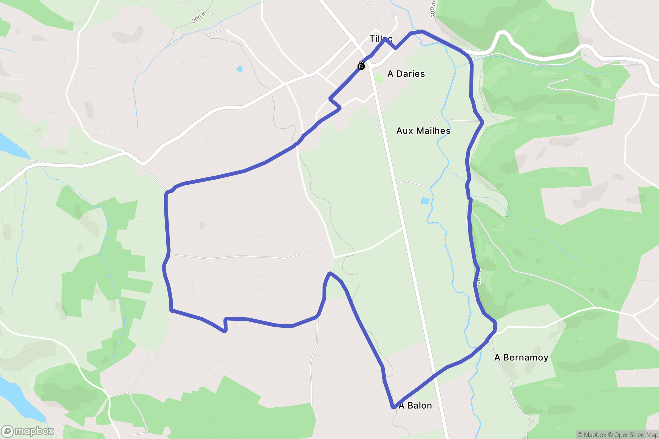 Tillac : carte du parcours de randonnée - France