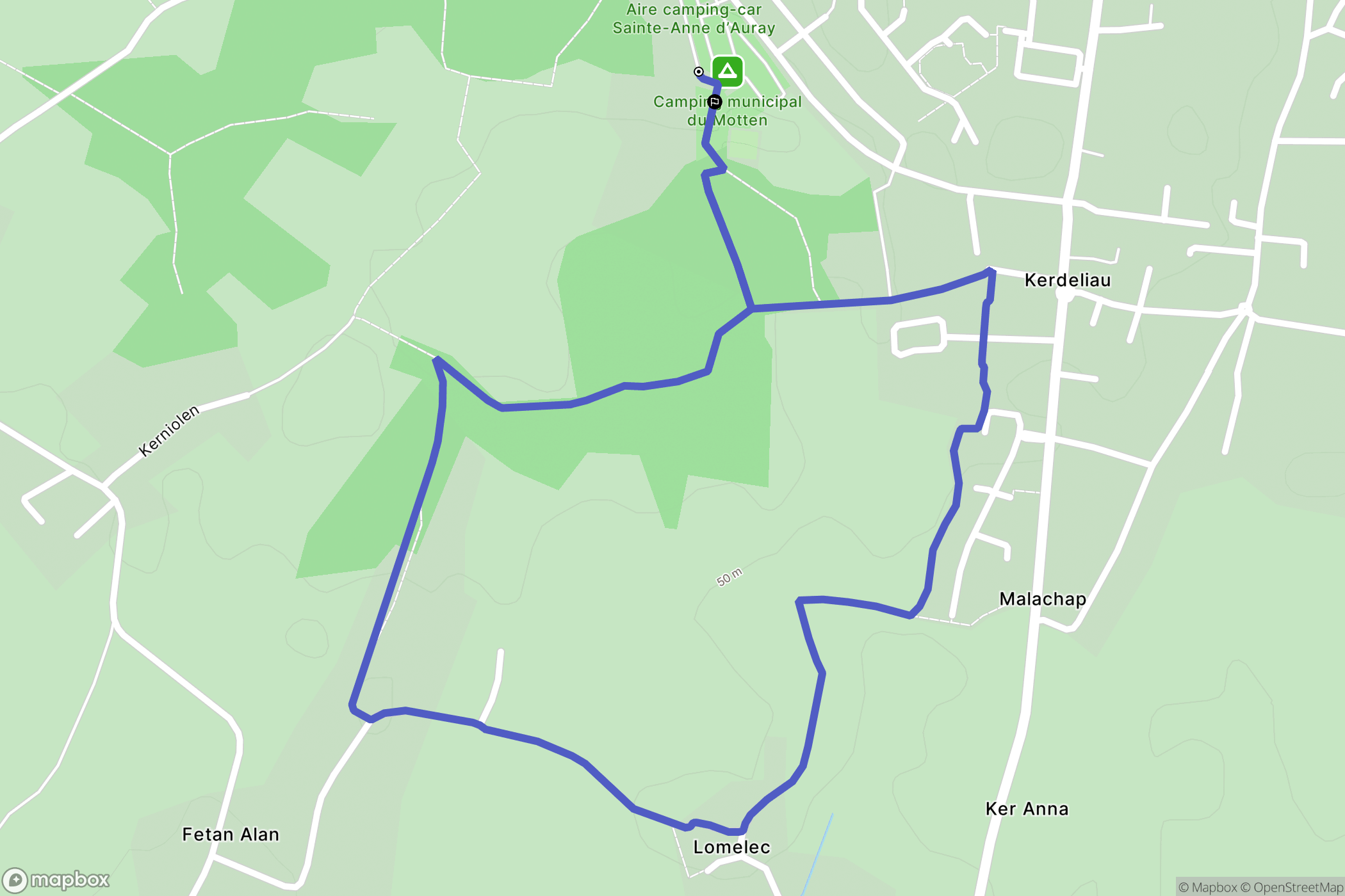 Sainte-Anne-d'Auray : carte du parcours de randonnée - France