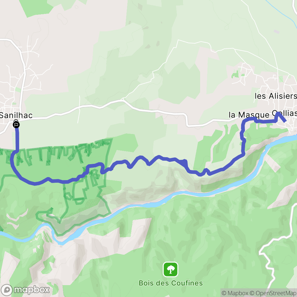 Sanilhac-Sagriès : carte du parcours de randonnée - France