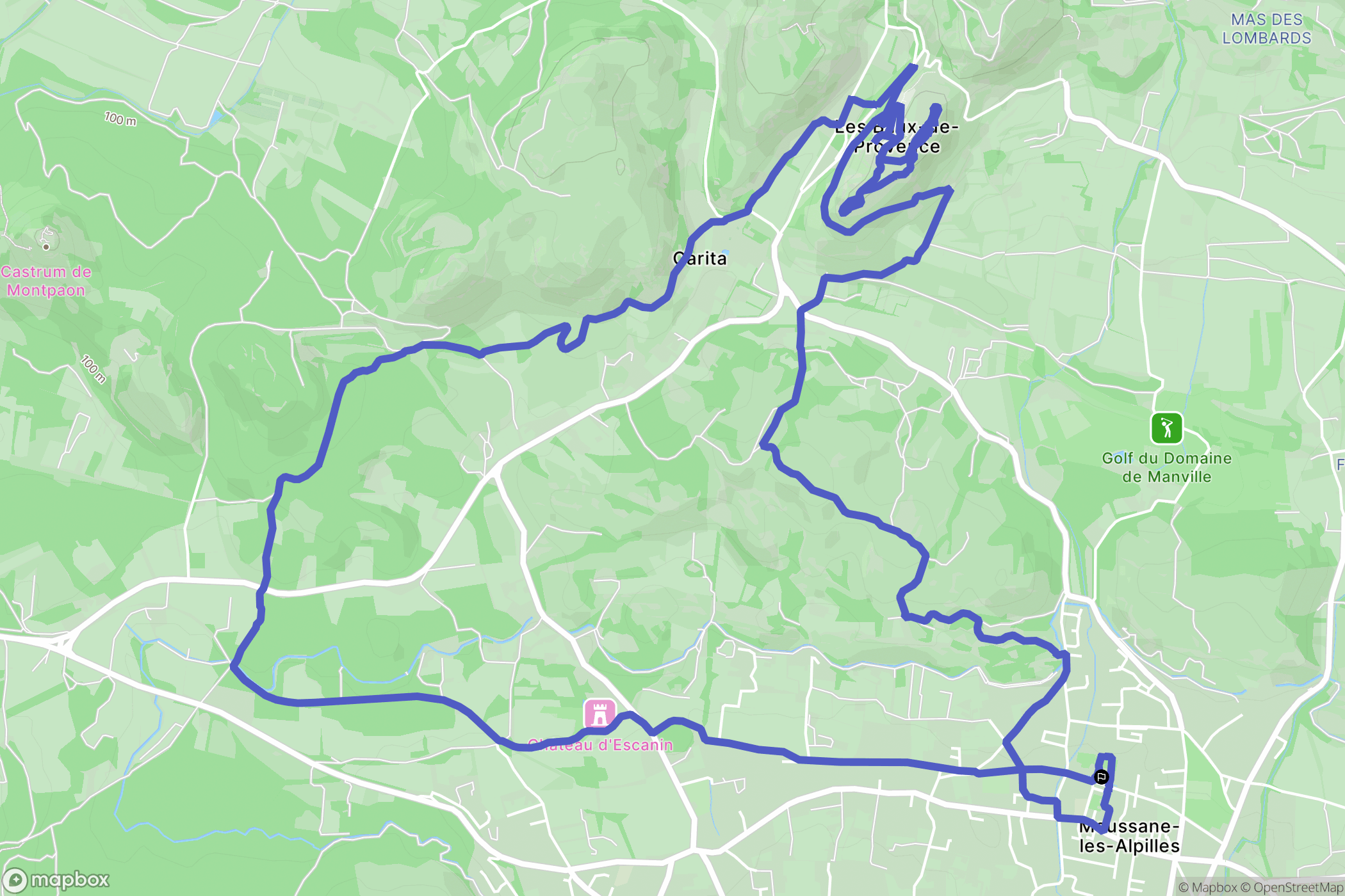 Maussane-les-Alpilles : carte du parcours de randonnée - France