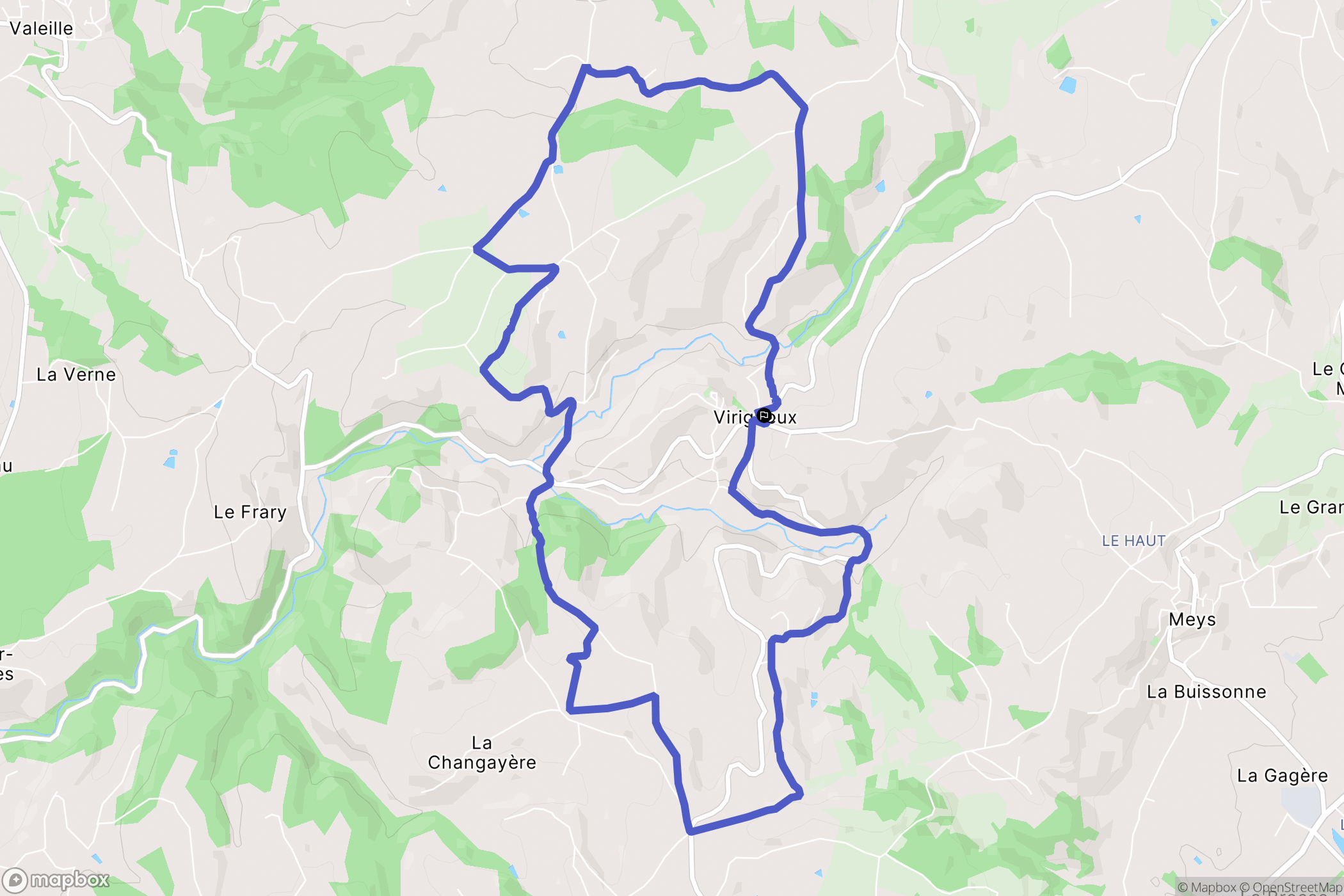 Virigneux : carte du parcours de randonnée - France