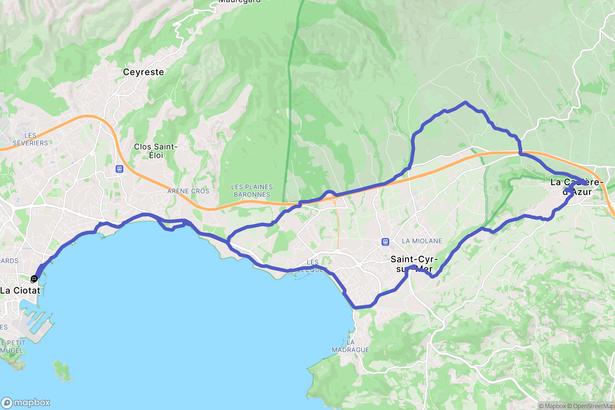La Ciotat : carte du parcours de randonnée - France