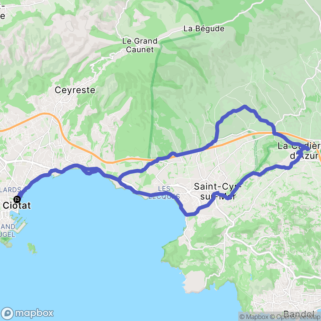 La Ciotat : carte du parcours de randonnée - France