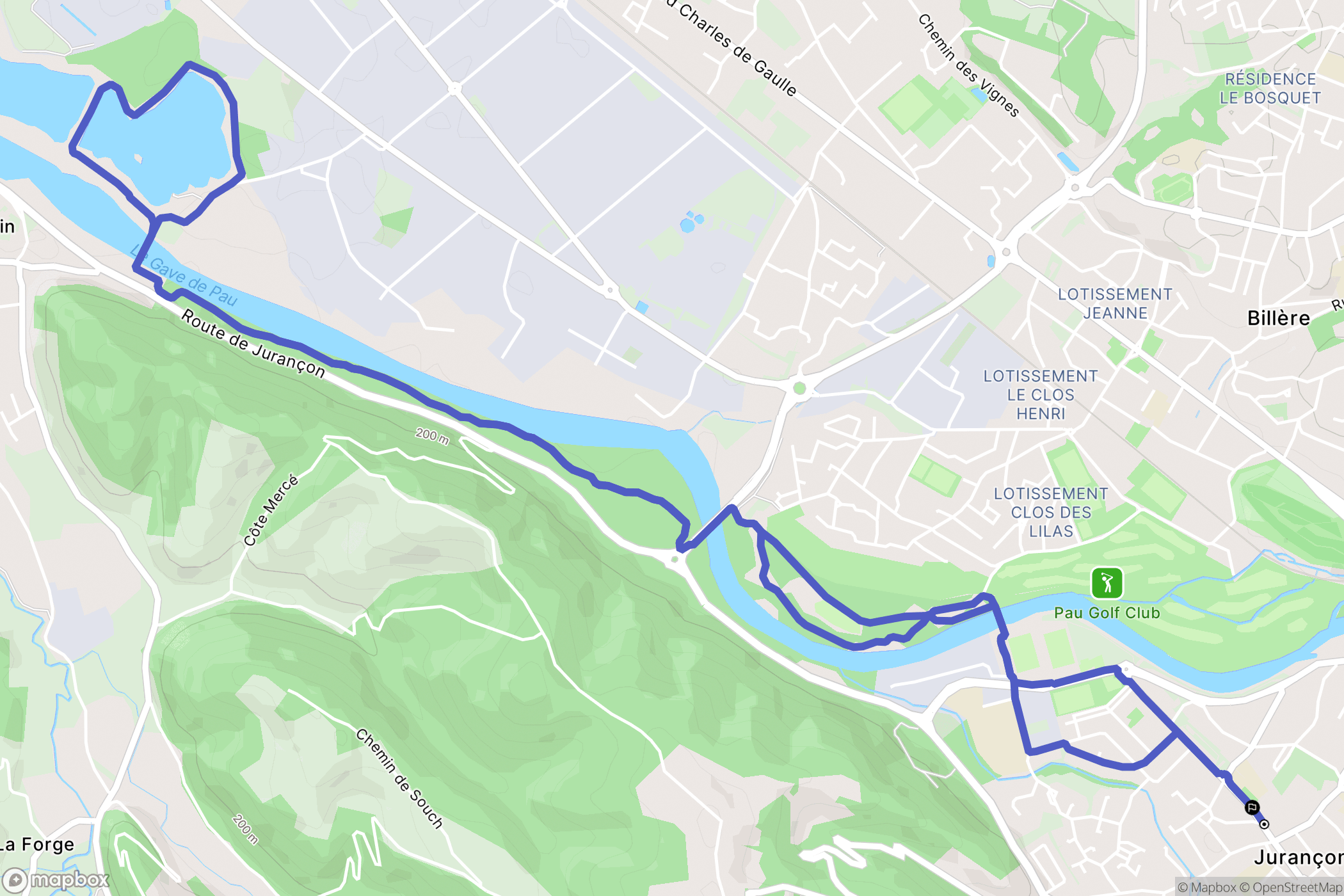Jurançon : carte du parcours de randonnée - France