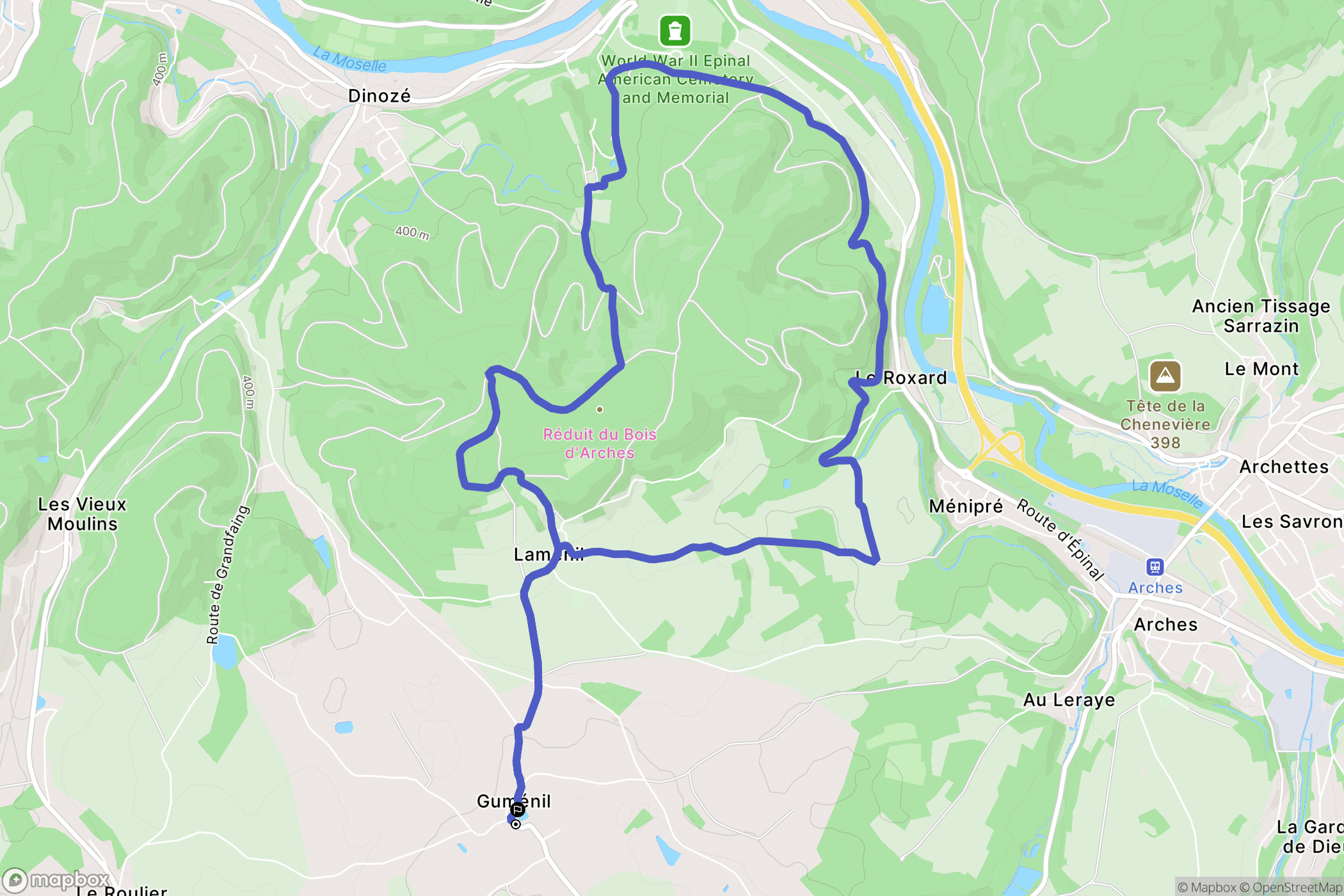 Hadol : carte du parcours de randonnée - France