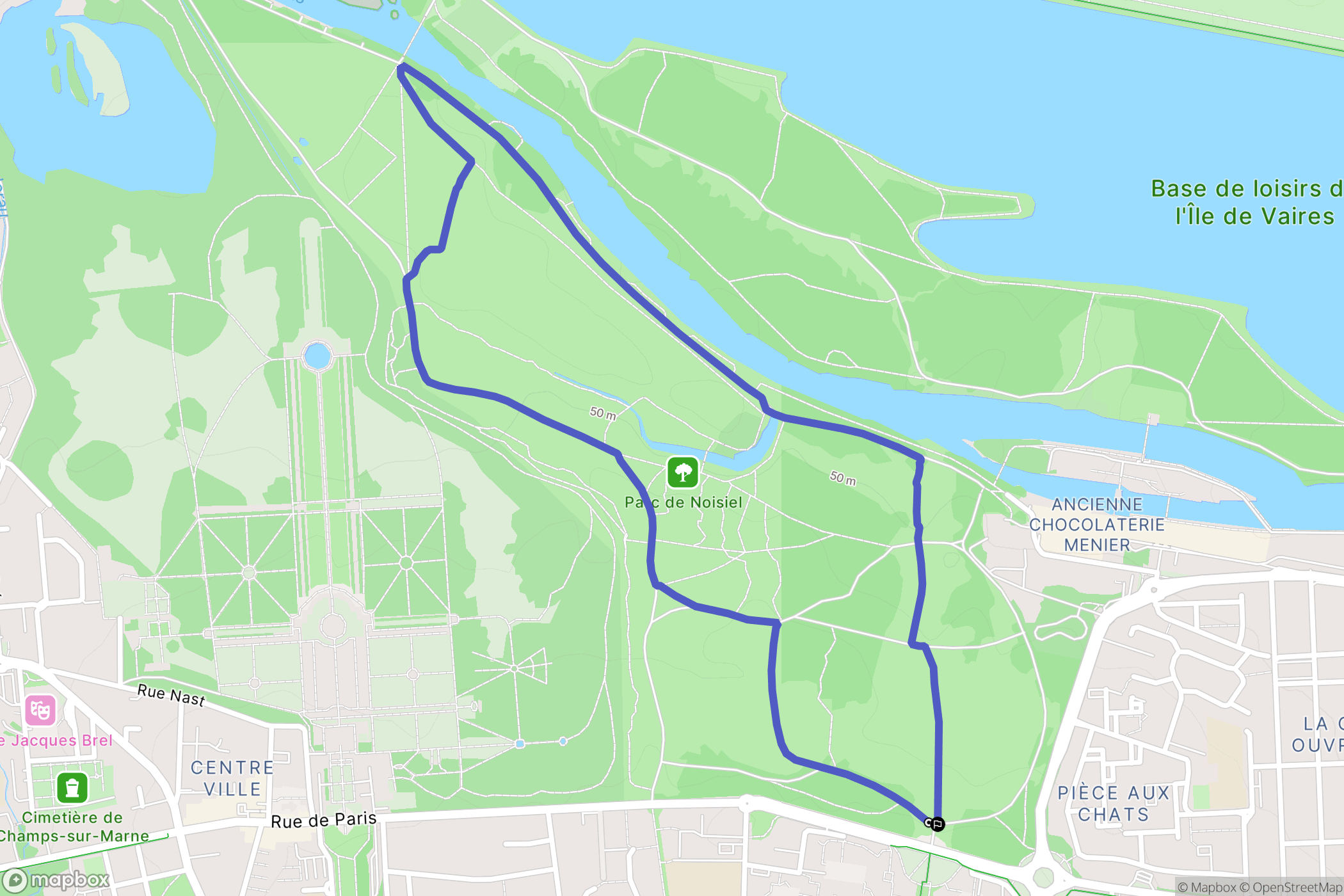 Noisiel : carte du parcours de randonnée - France