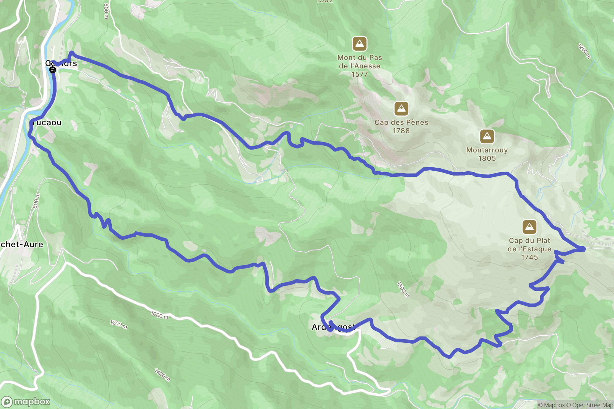 Beyrède-Jumet-Camous : carte du parcours de randonnée - France