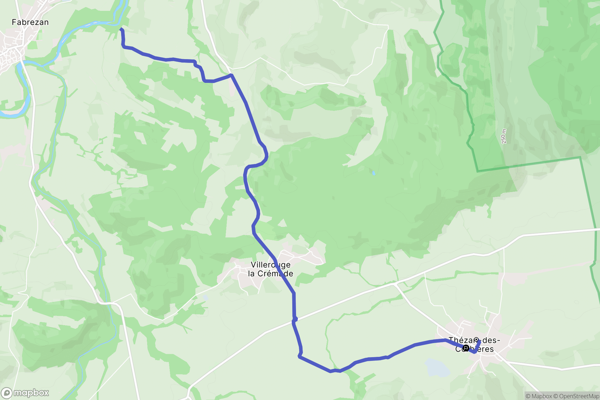 Thézan-des-Corbières : carte du parcours de randonnée - France