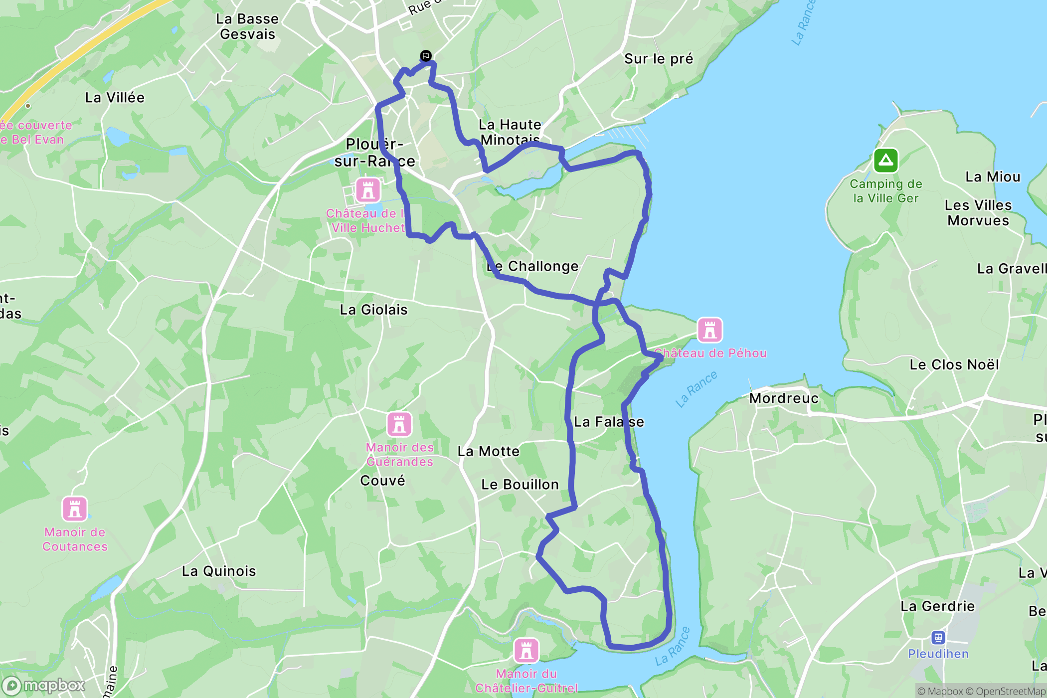 Plouër-sur-Rance : carte du parcours de randonnée - France