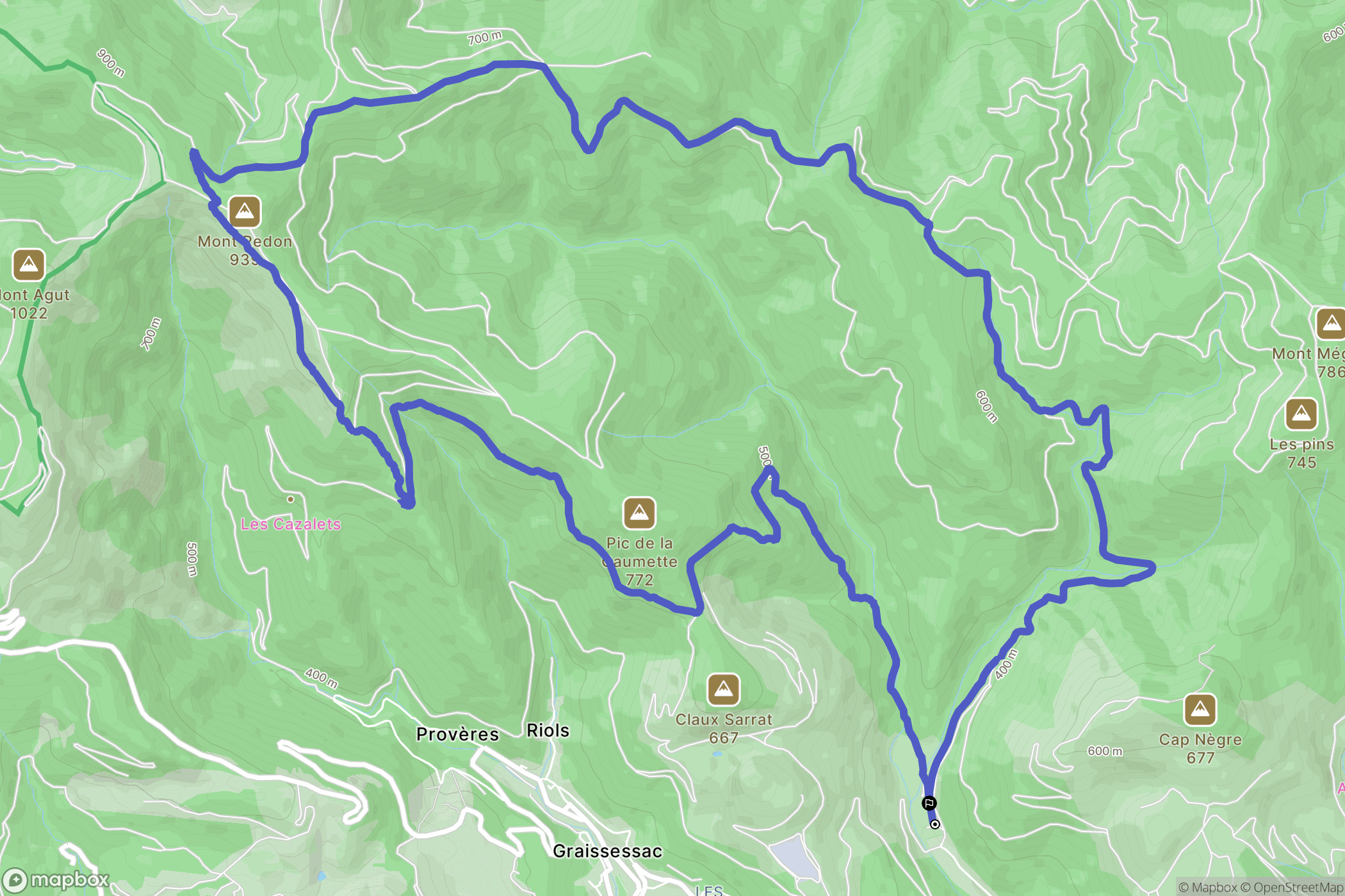 Camplong : carte du parcours de randonnée - France