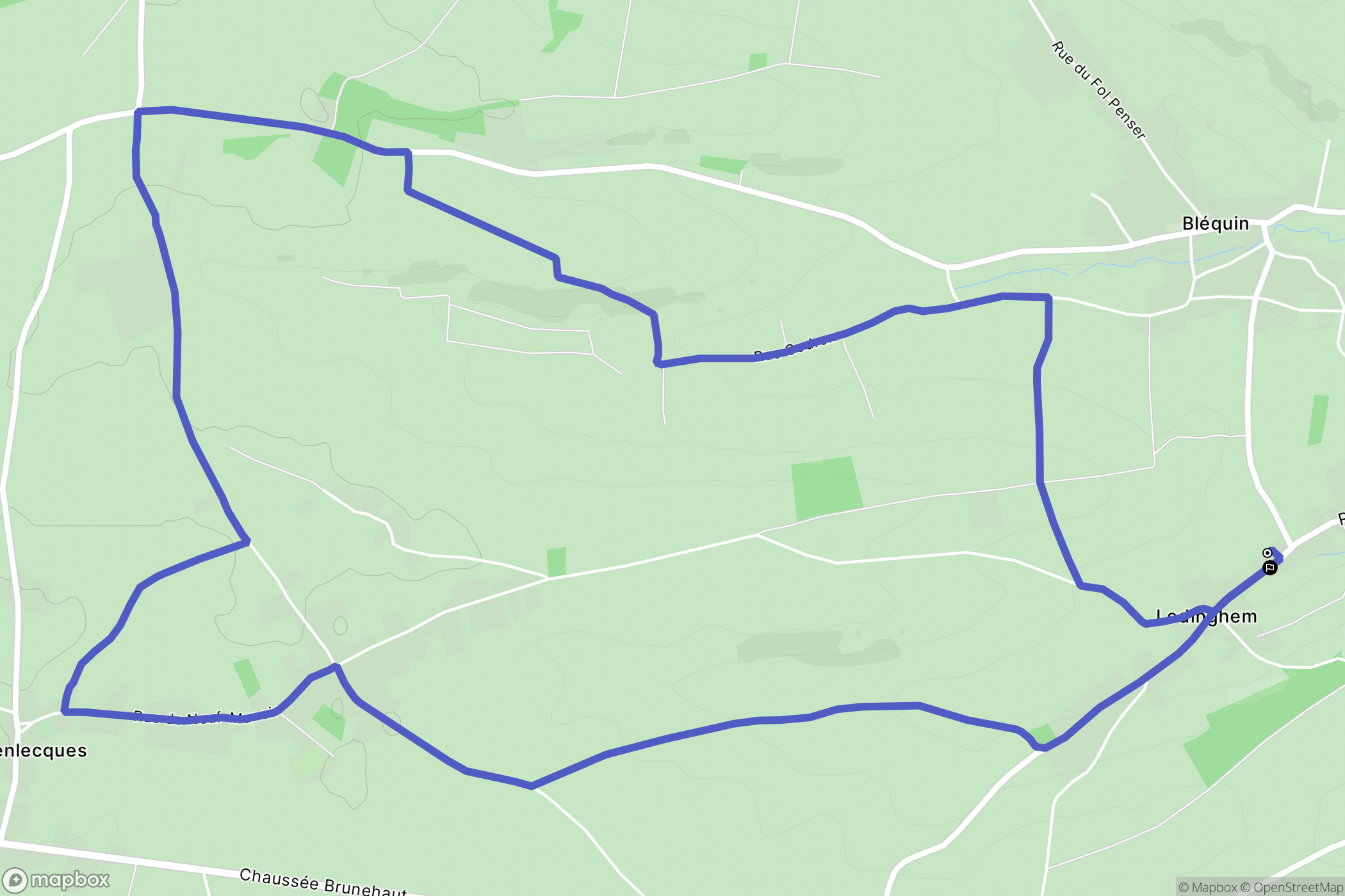 Ledinghem : carte du parcours de randonnée - France