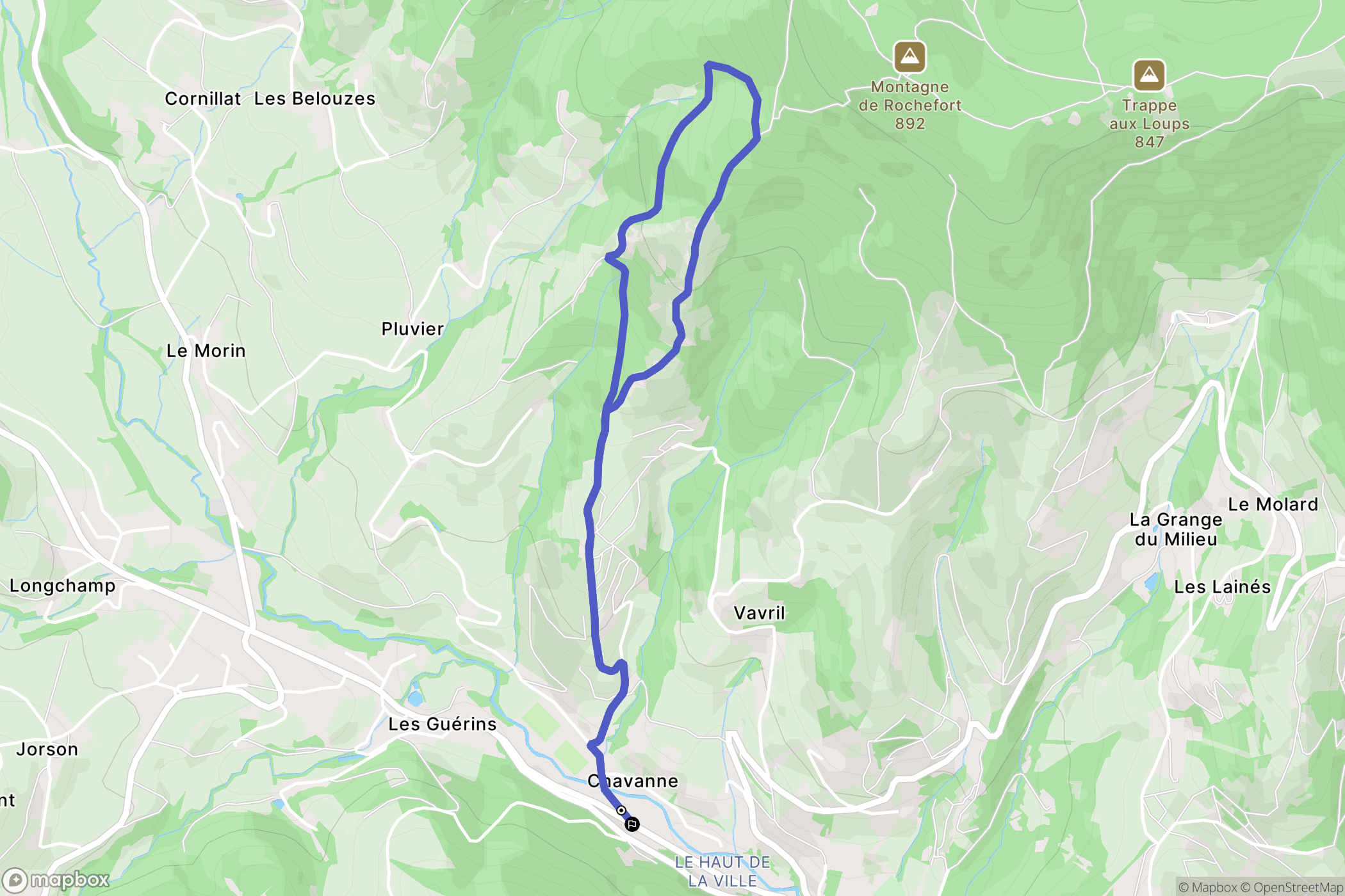 Beaujeu : carte du parcours de randonnée - France