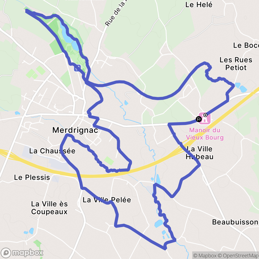 Merdrignac : carte du parcours de randonnée - France