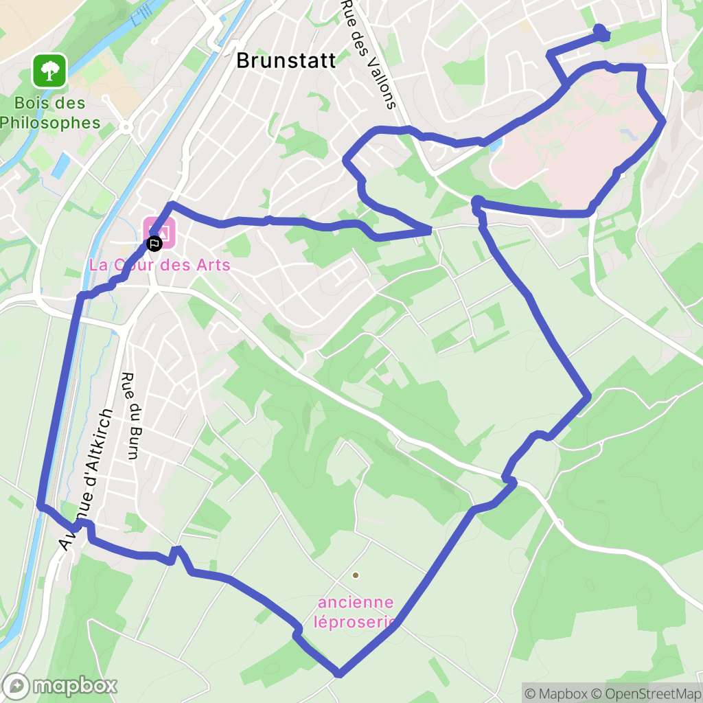 Brunstatt-Didenheim : carte du parcours de randonnée - France