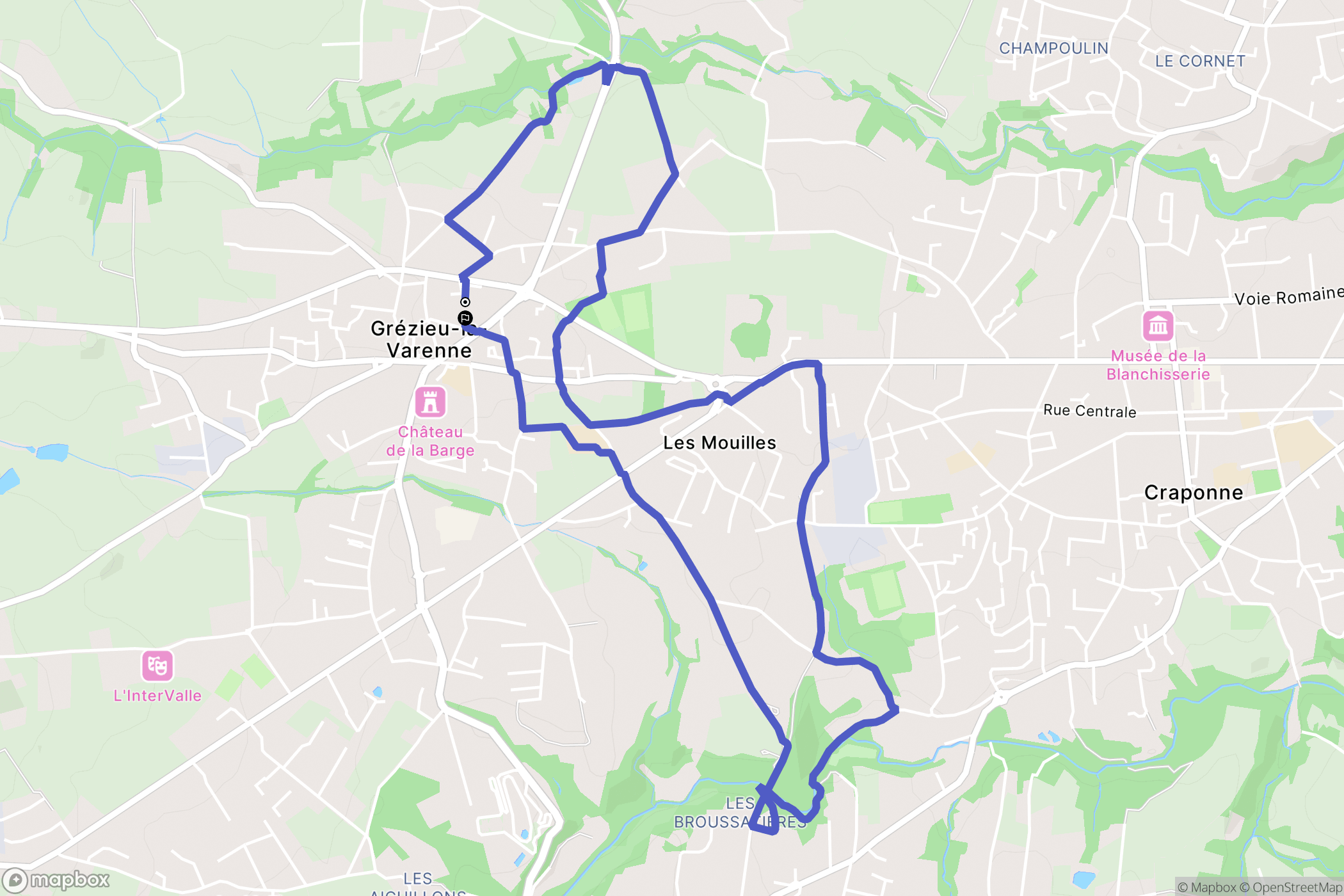 Grézieu-la-Varenne : carte du parcours de randonnée - France