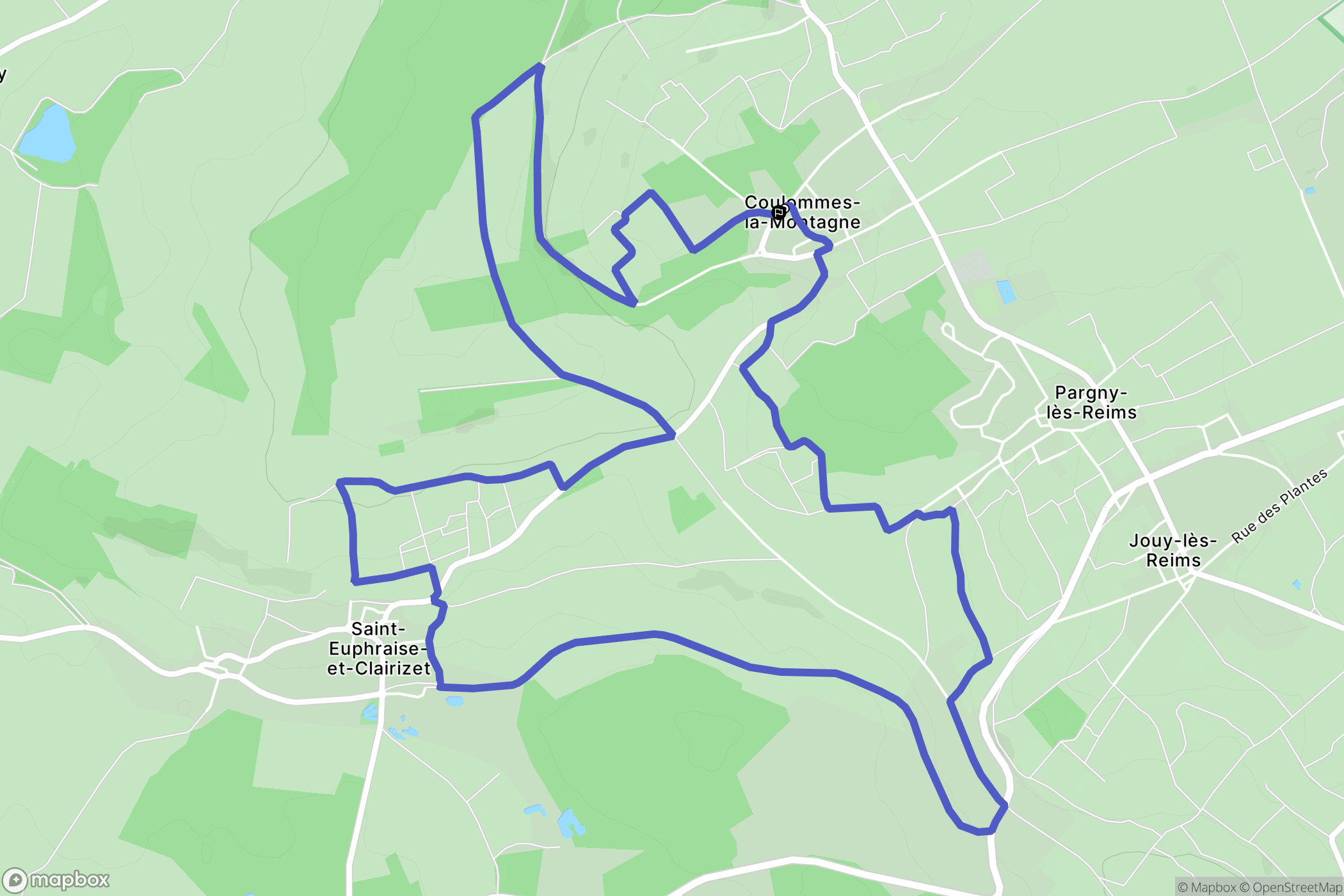 Coulommes-la-Montagne : carte du parcours de randonnée - France