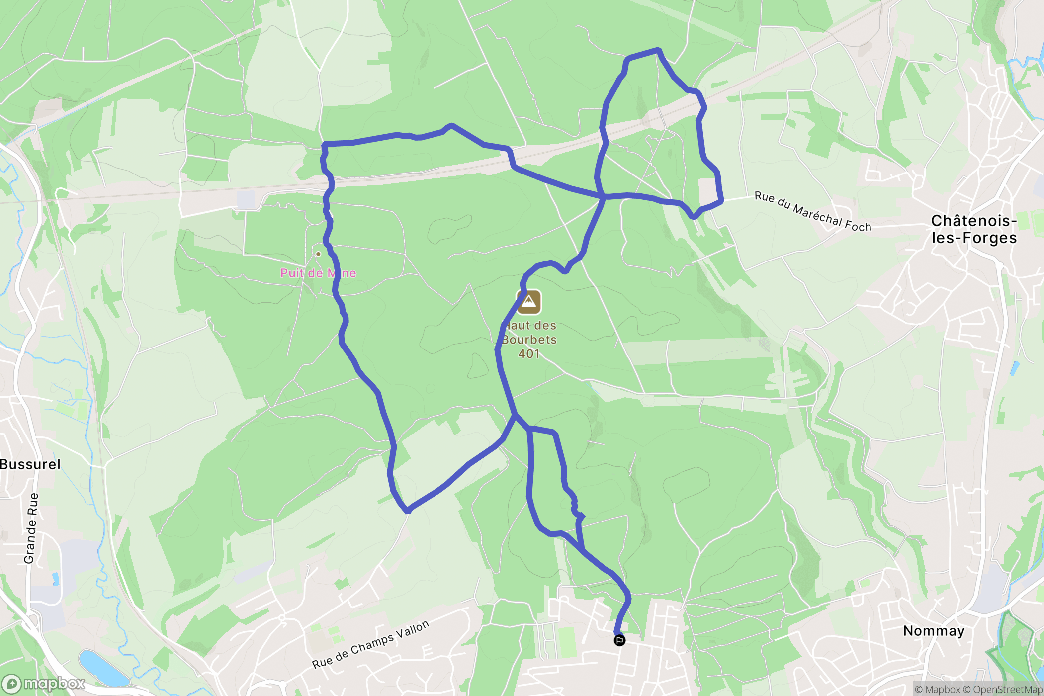 Grand-Charmont : carte du parcours de randonnée - France