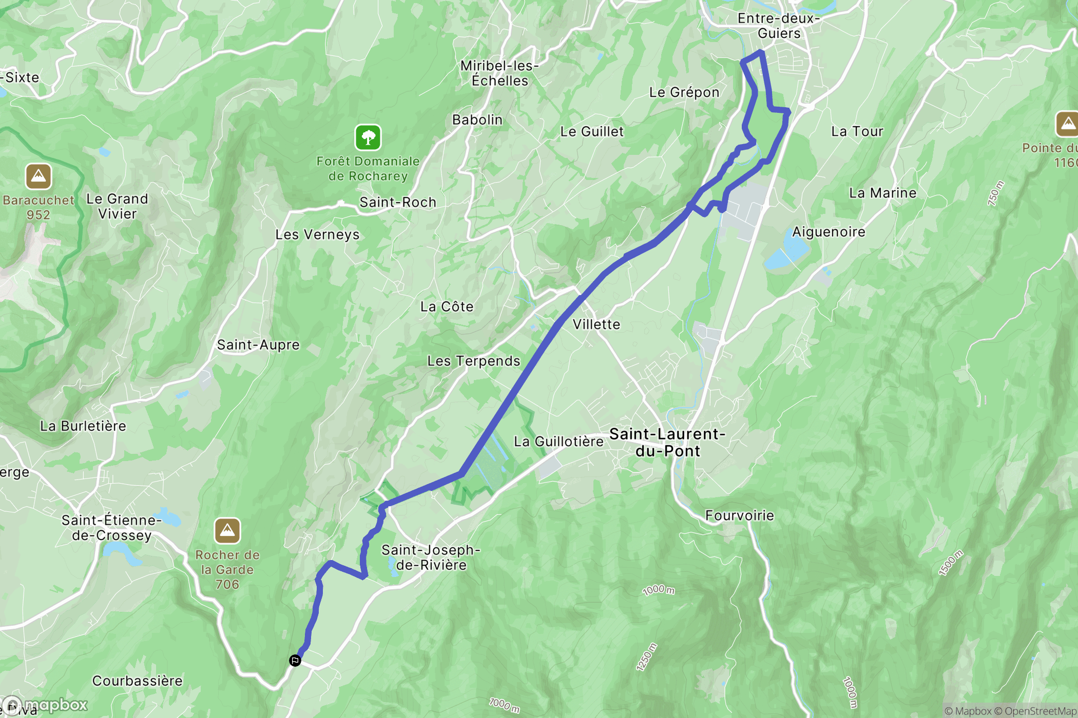 Saint-Joseph-de-Rivière : carte du parcours de randonnée - France