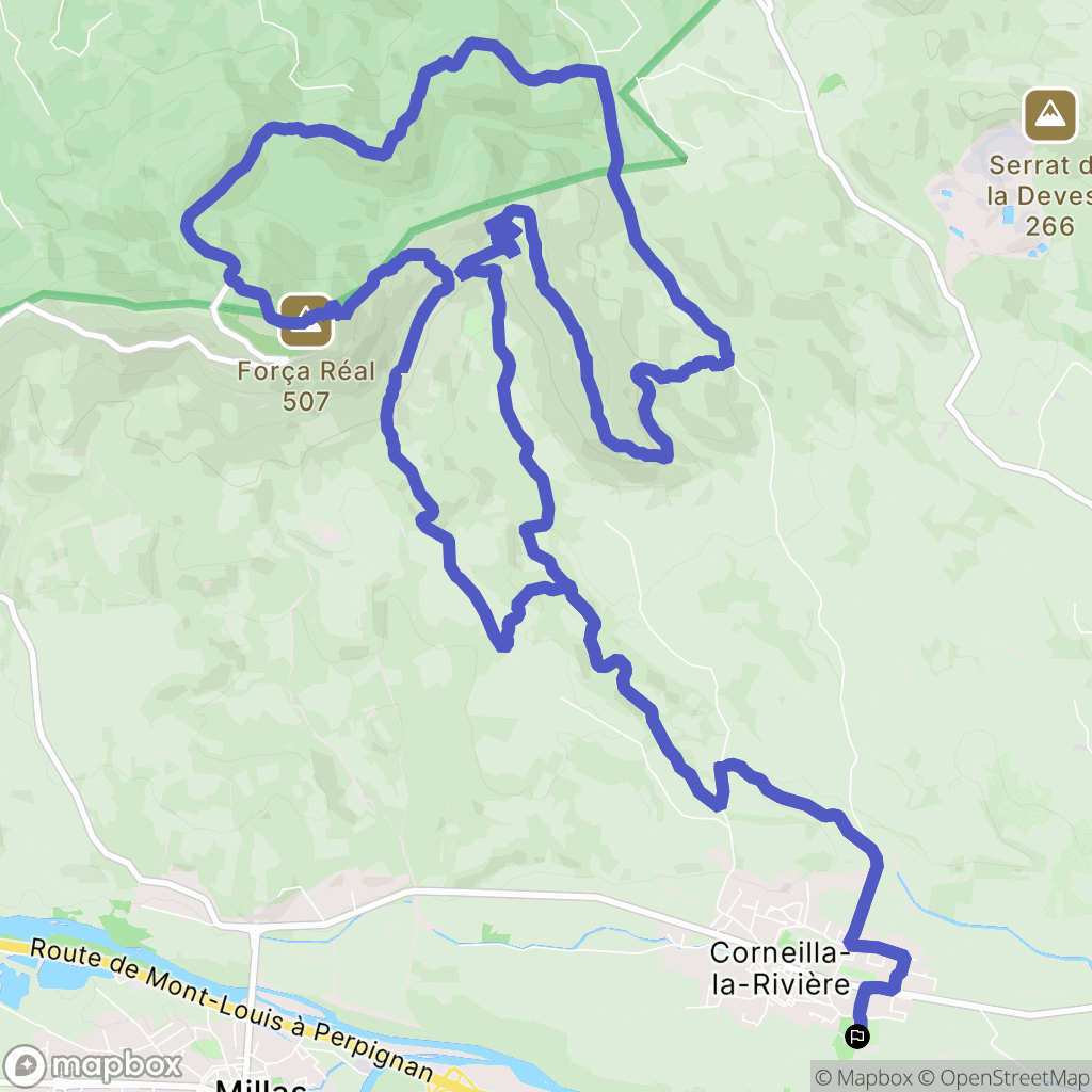 Corneilla-la-Rivière : carte du parcours de randonnée - France
