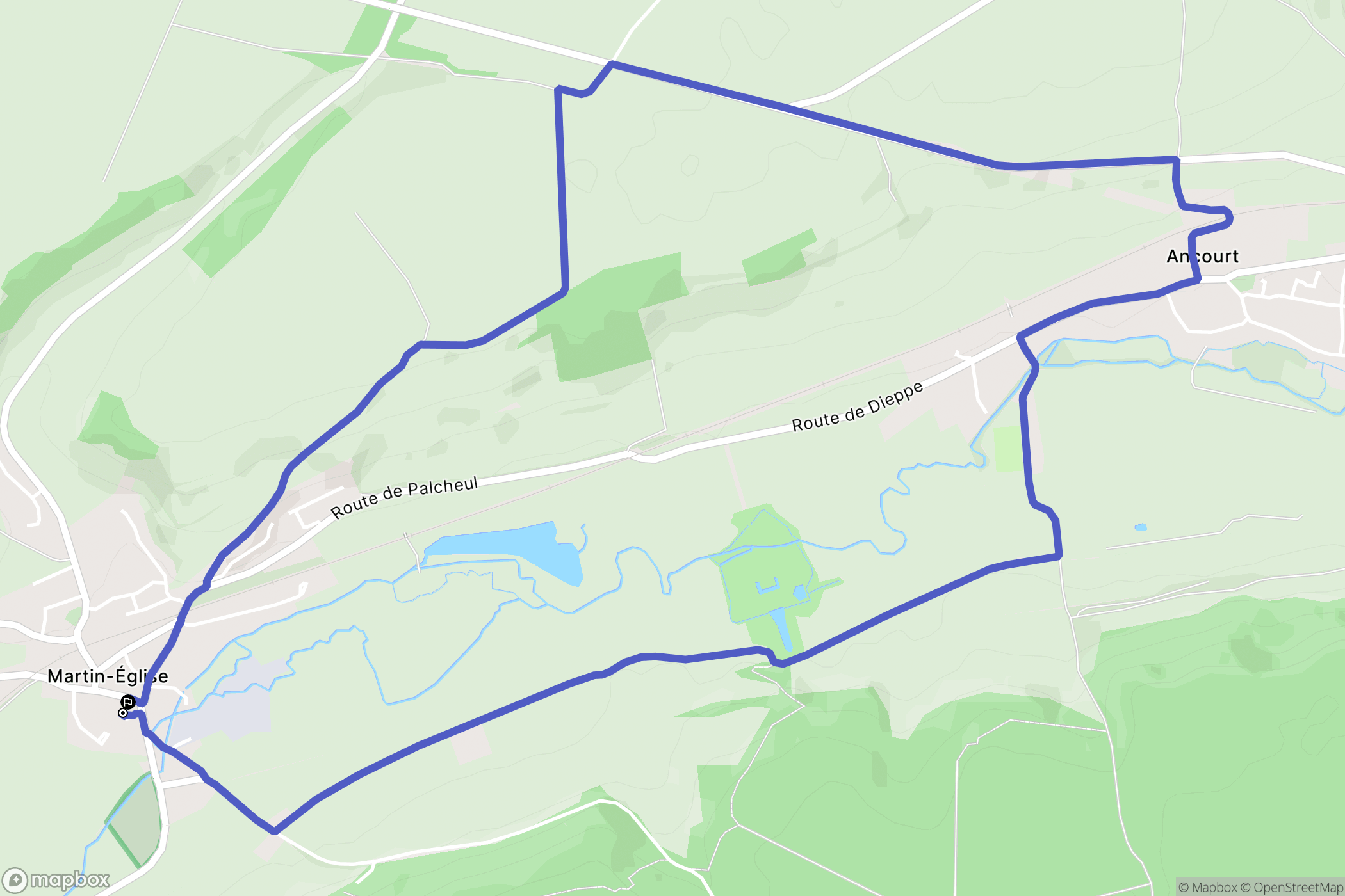 Martin-Église : carte du parcours de randonnée - France