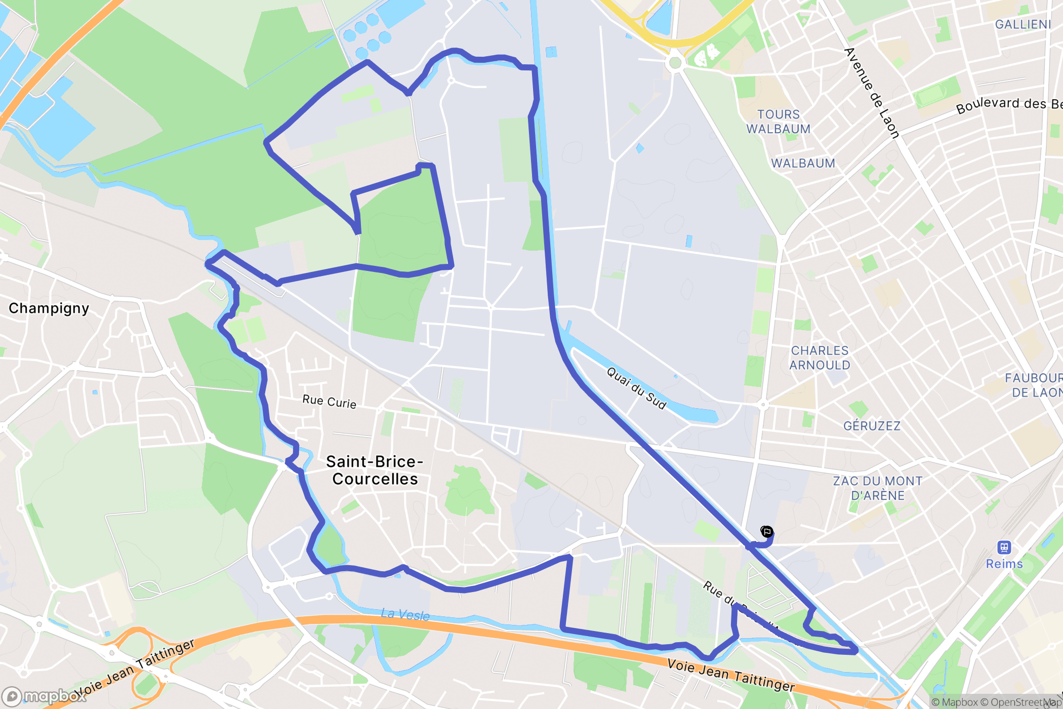 Reims : carte du parcours de randonnée - France