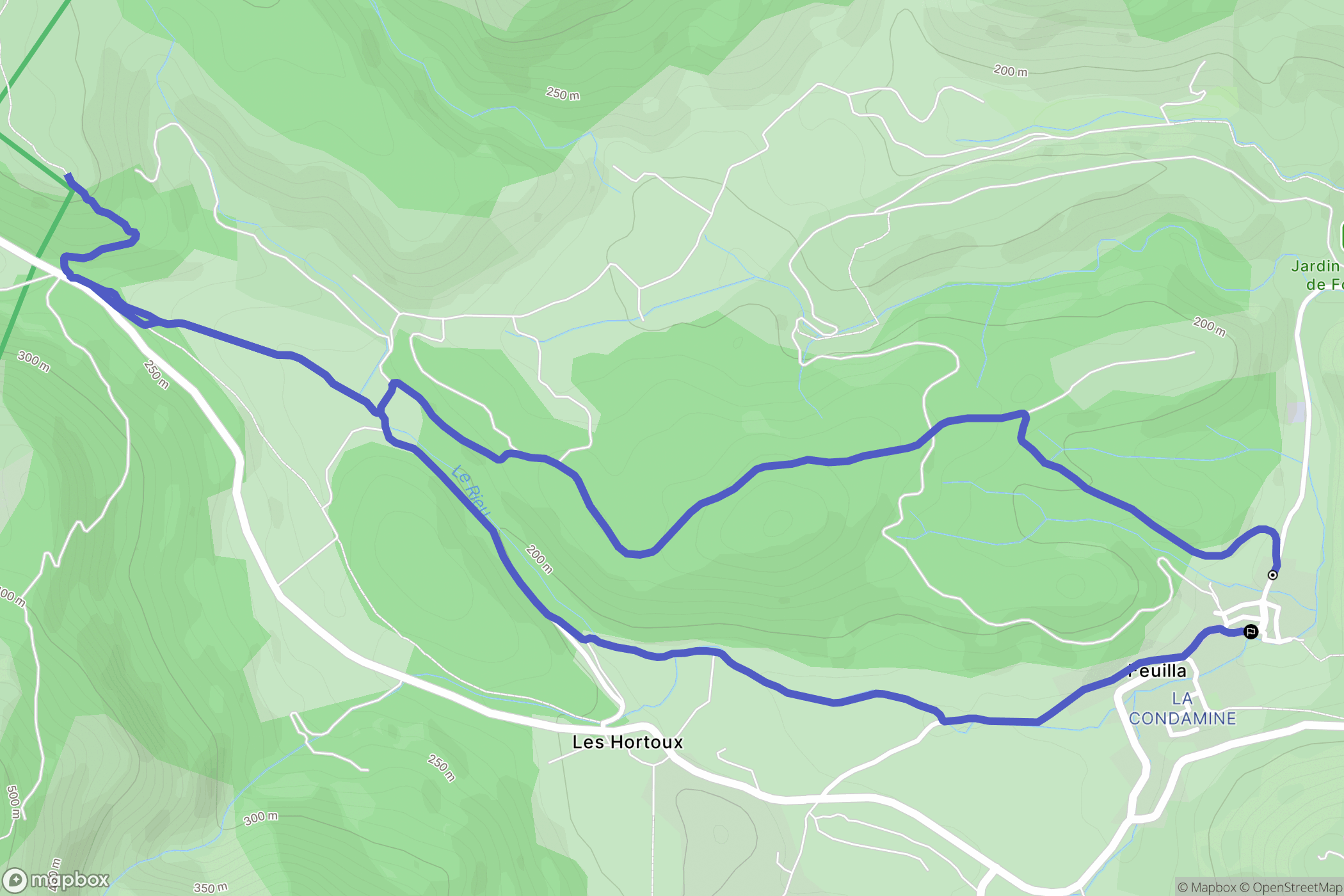 Feuilla : carte du parcours de randonnée - France