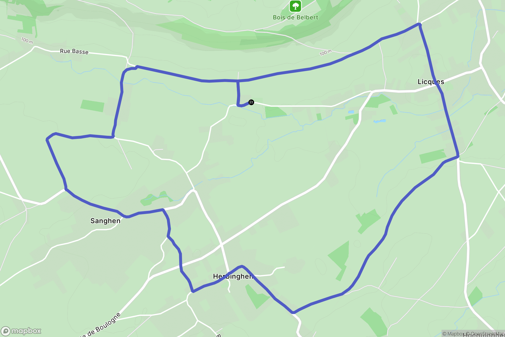 Sanghen : carte du parcours de randonnée - France