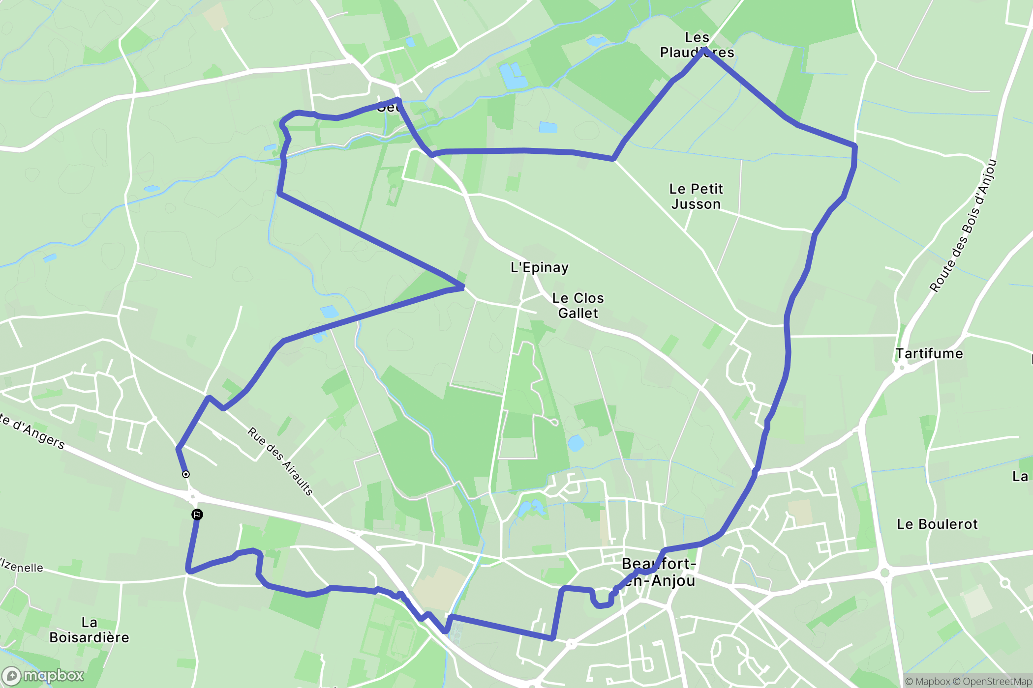 Beaufort-en-Anjou : carte du parcours de randonnée - France