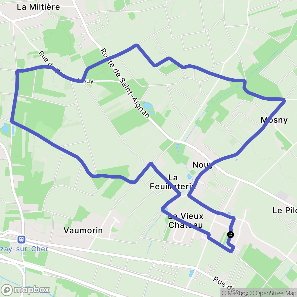 Saint-Martin-le-Beau : carte du parcours de randonnée - France