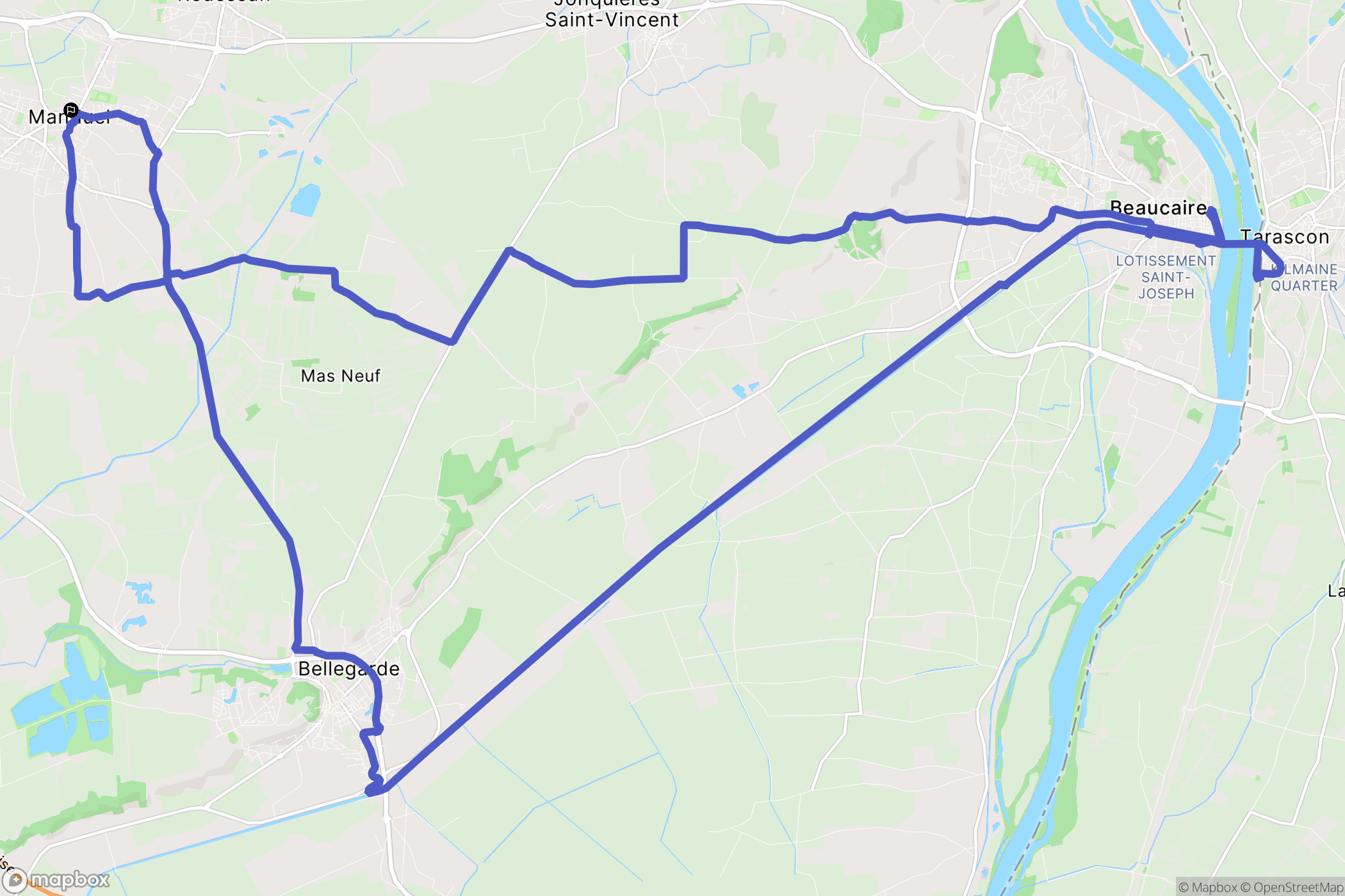 Manduel : carte du parcours de randonnée - France