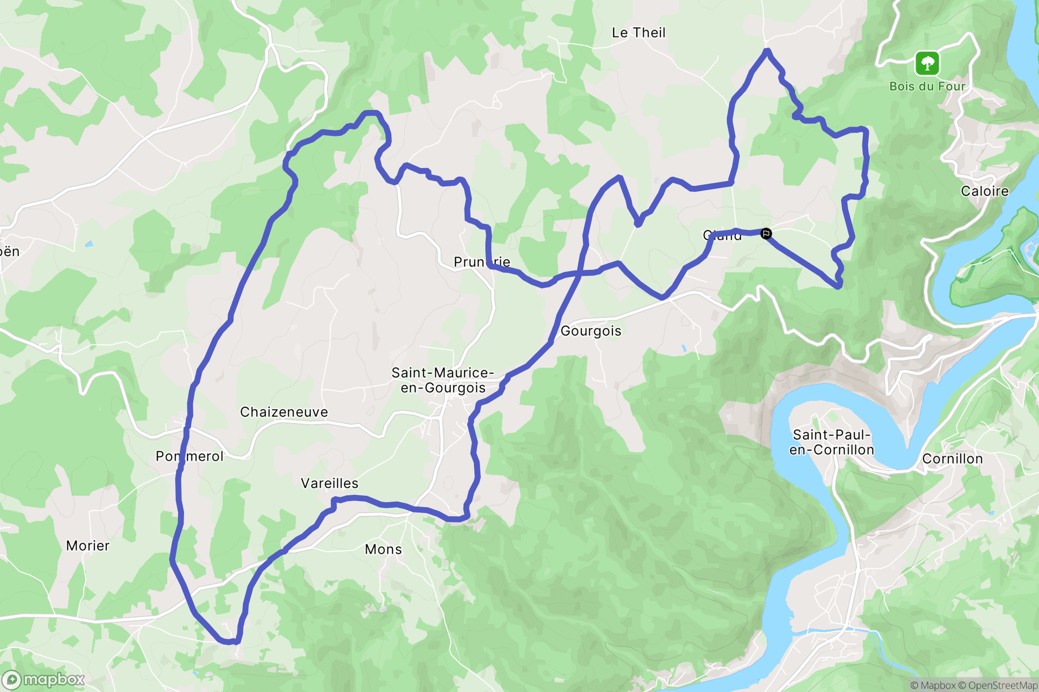 Saint-Maurice-en-Gourgois : carte du parcours de randonnée - France