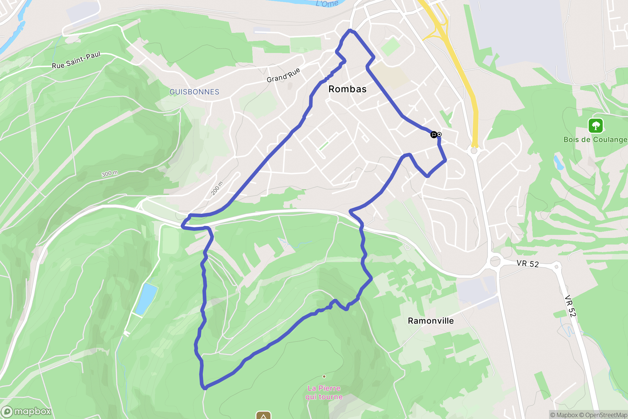 Rombas : carte du parcours de randonnée - France