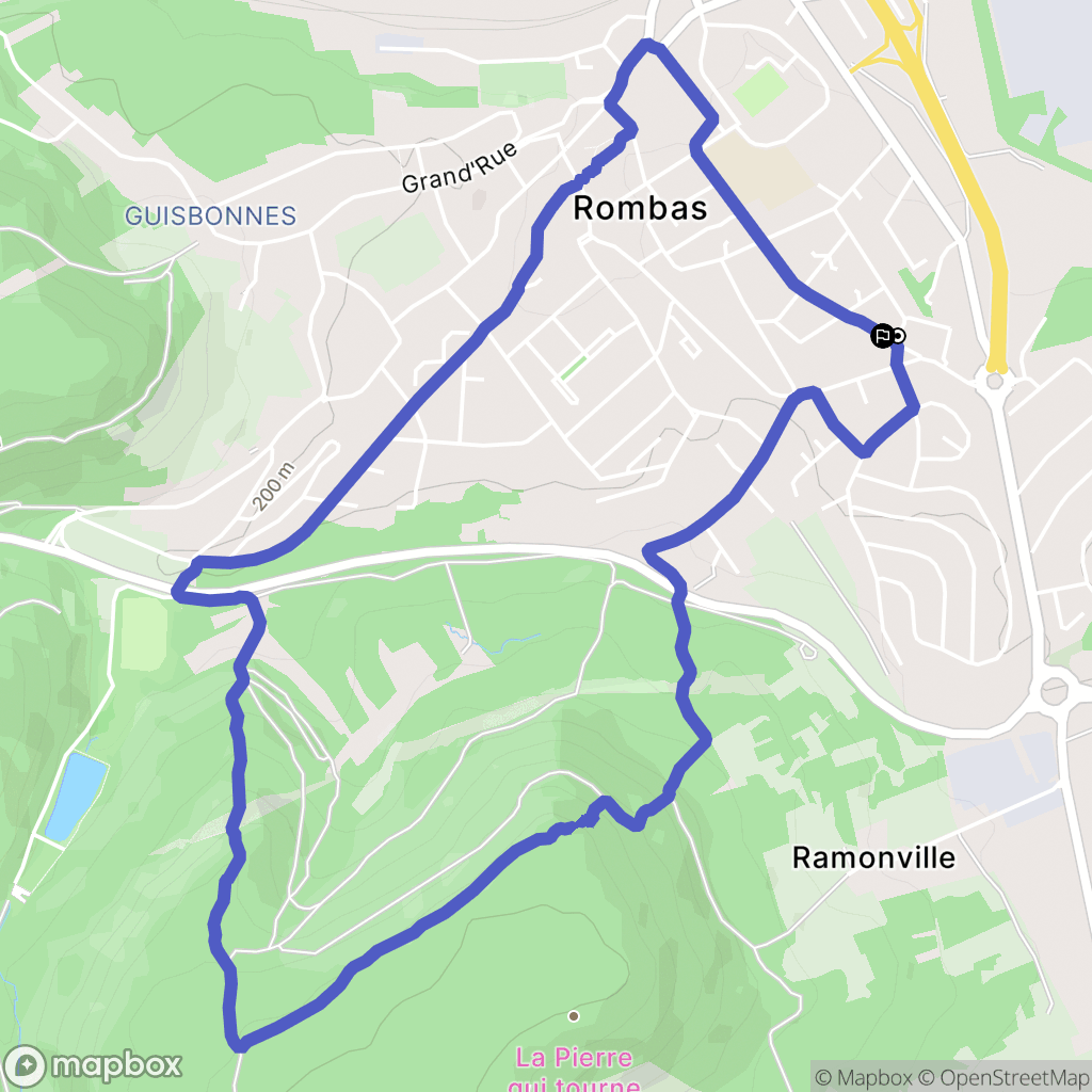 Rombas : carte du parcours de randonnée - France