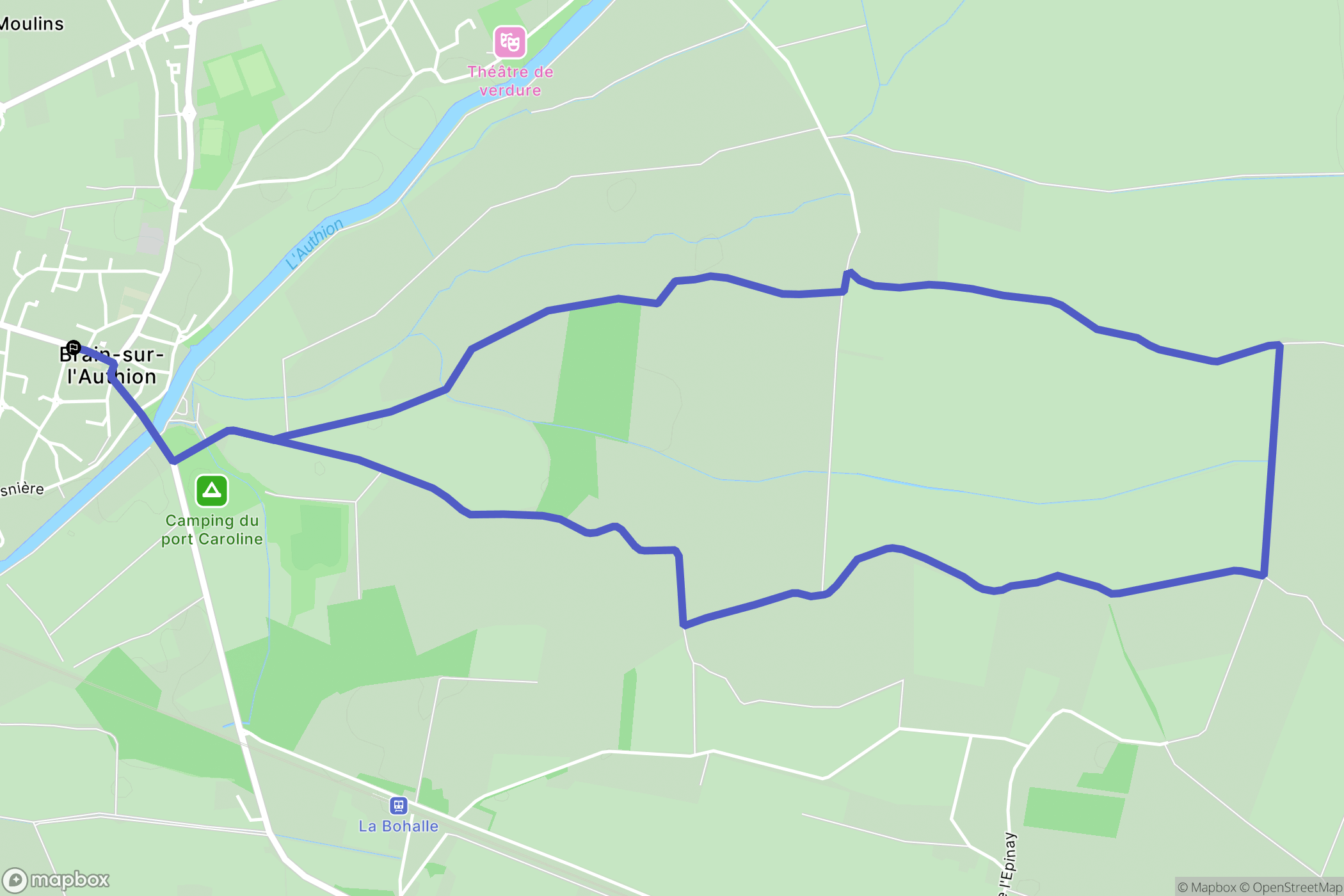 Loire-Authion : carte du parcours de randonnée - France