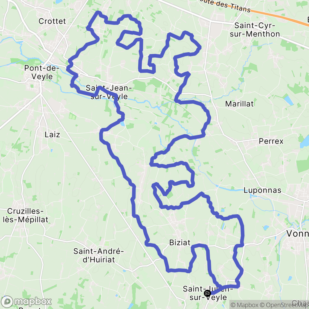 Saint-Julien-sur-Veyle : carte du parcours de randonnée - France