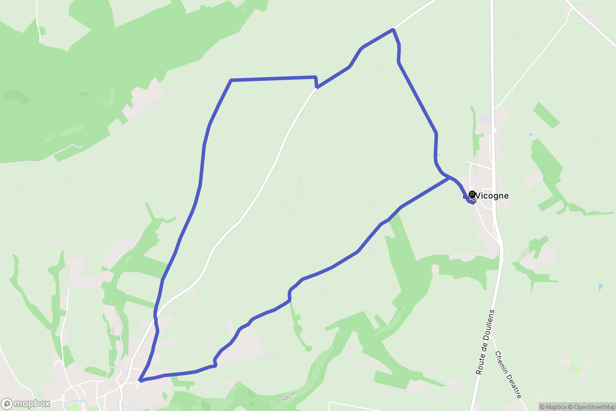 La Vicogne : carte du parcours de randonnée - France
