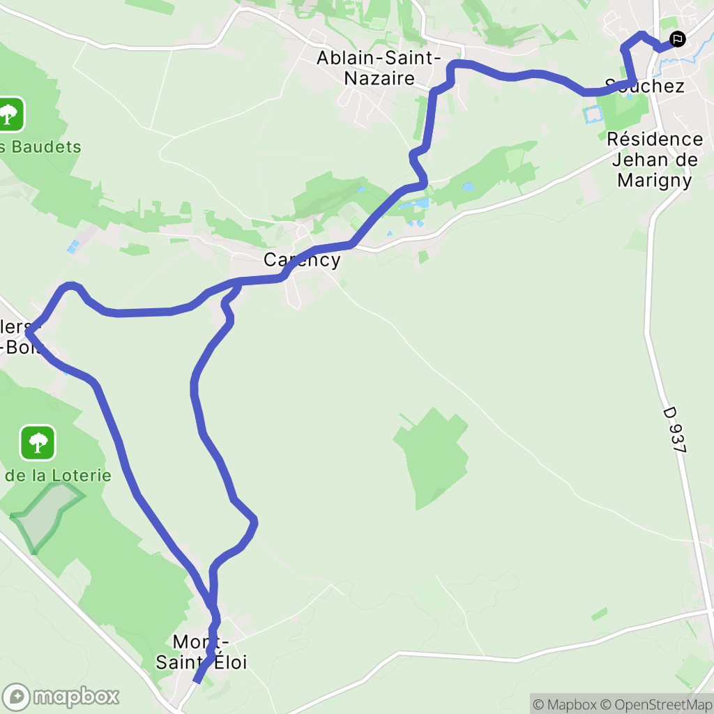 Souchez : carte du parcours de randonnée - France