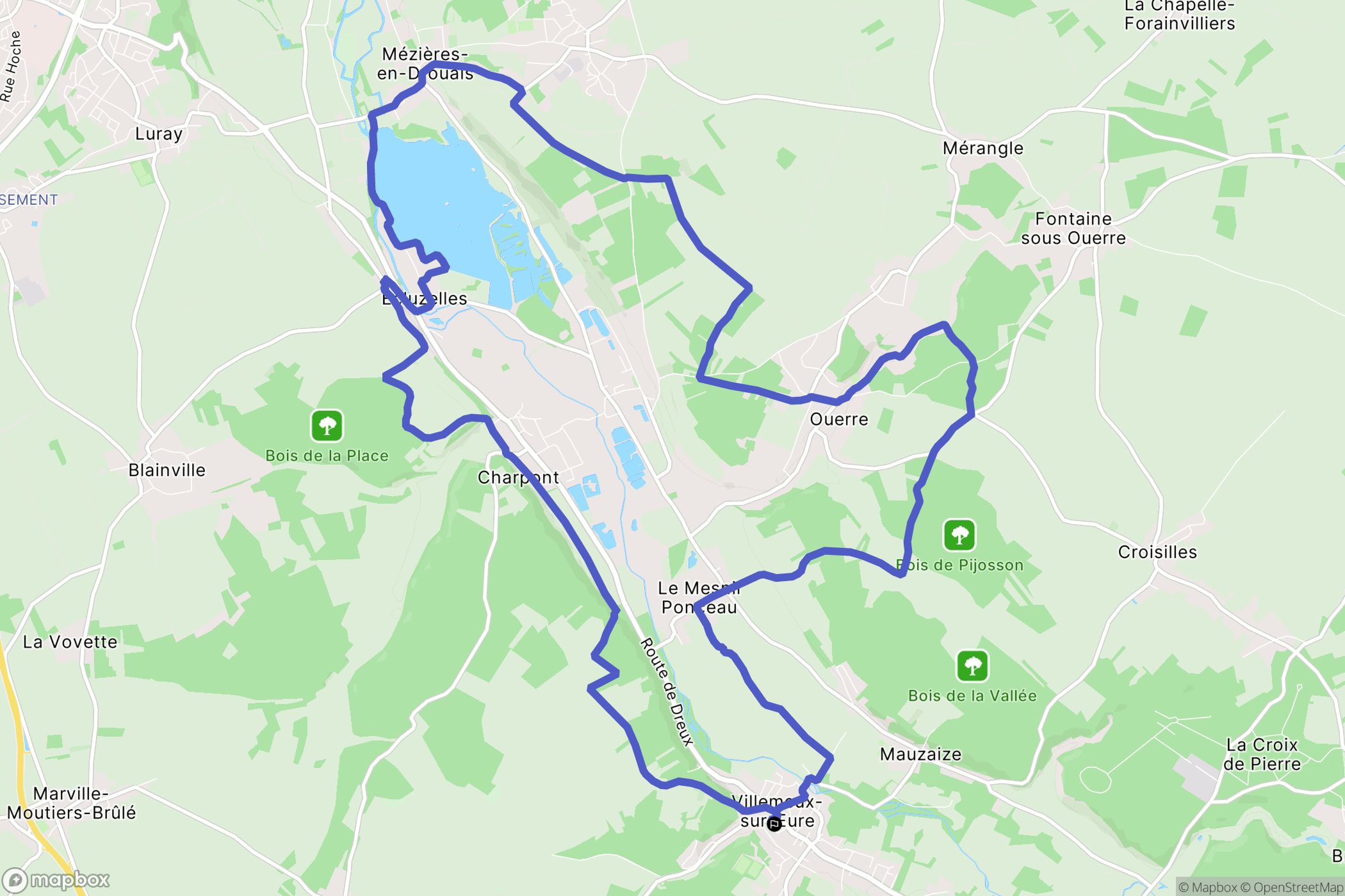 Villemeux-sur-Eure : carte du parcours de randonnée - France