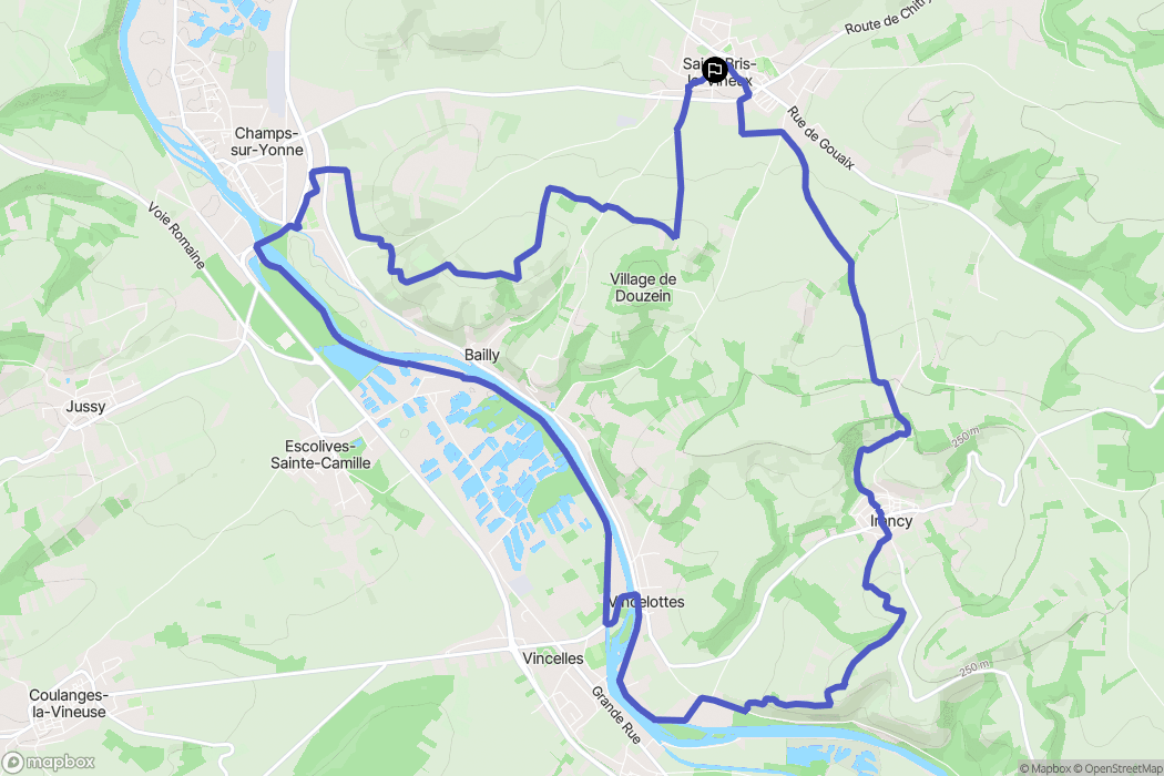 Saint-Bris-le-Vineux : carte du parcours de randonnée - France
