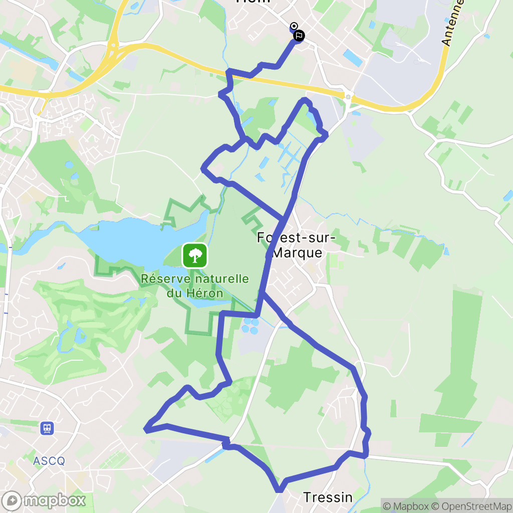 Hem : carte du parcours de randonnée - France