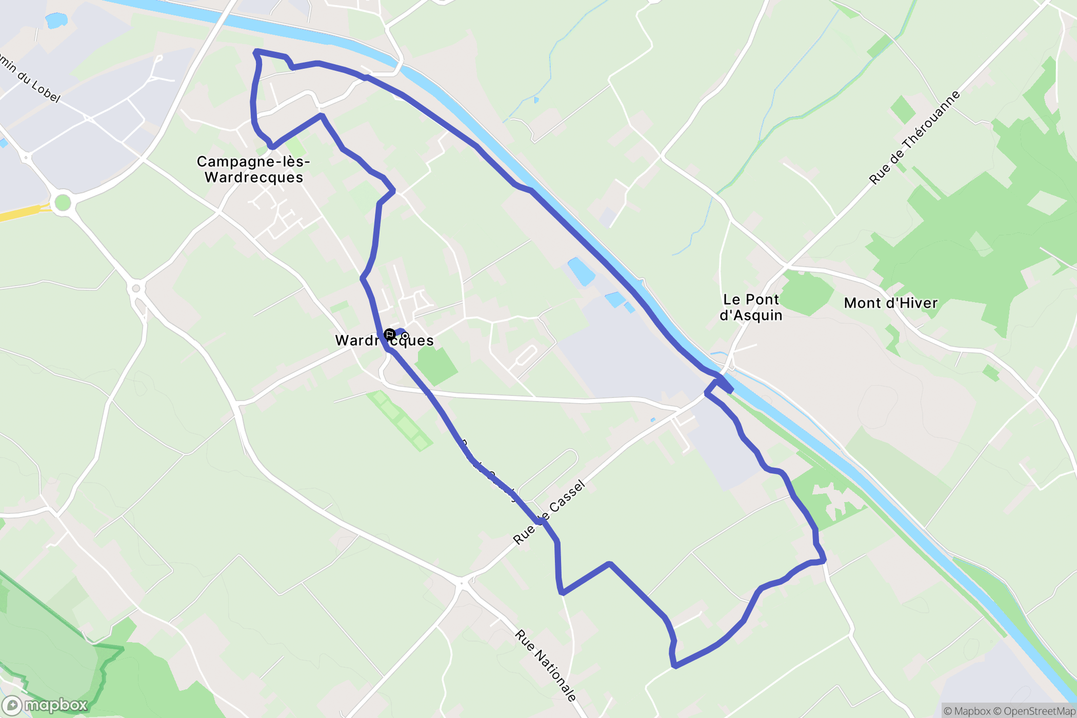 Wardrecques : carte du parcours de randonnée - France